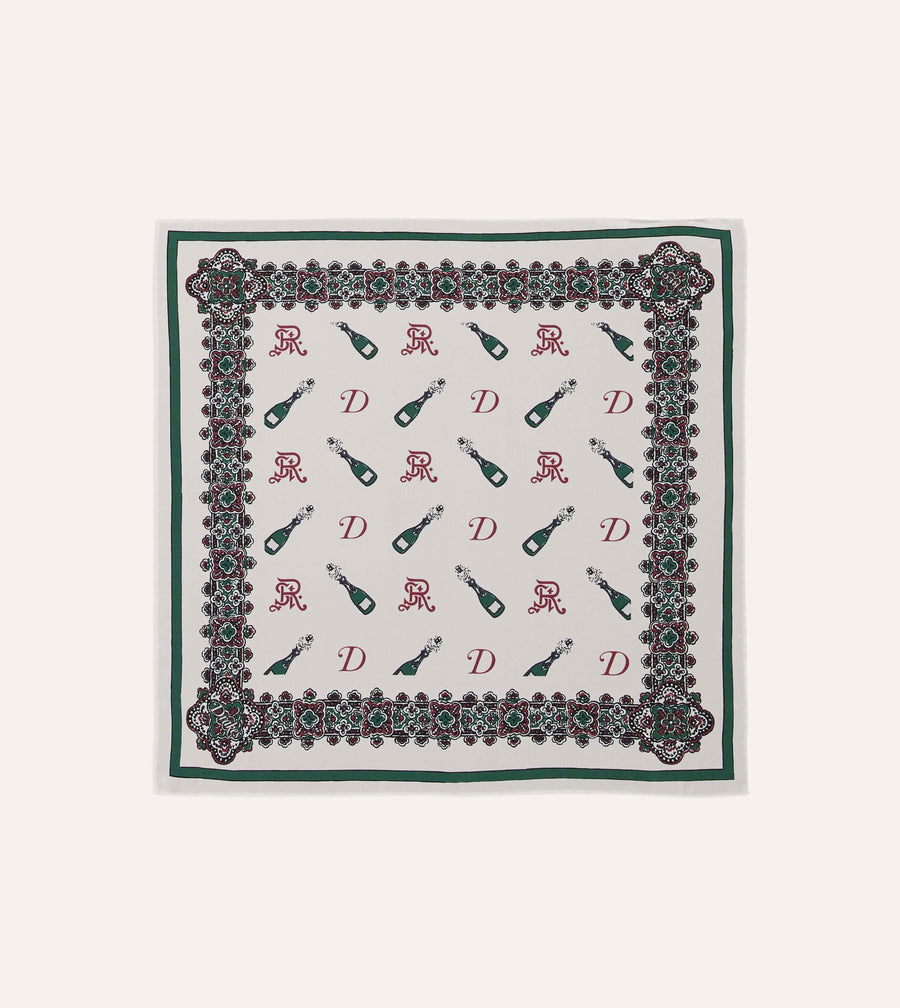 Drake’s for St. Regis Champagne Print Silk Pocket Square