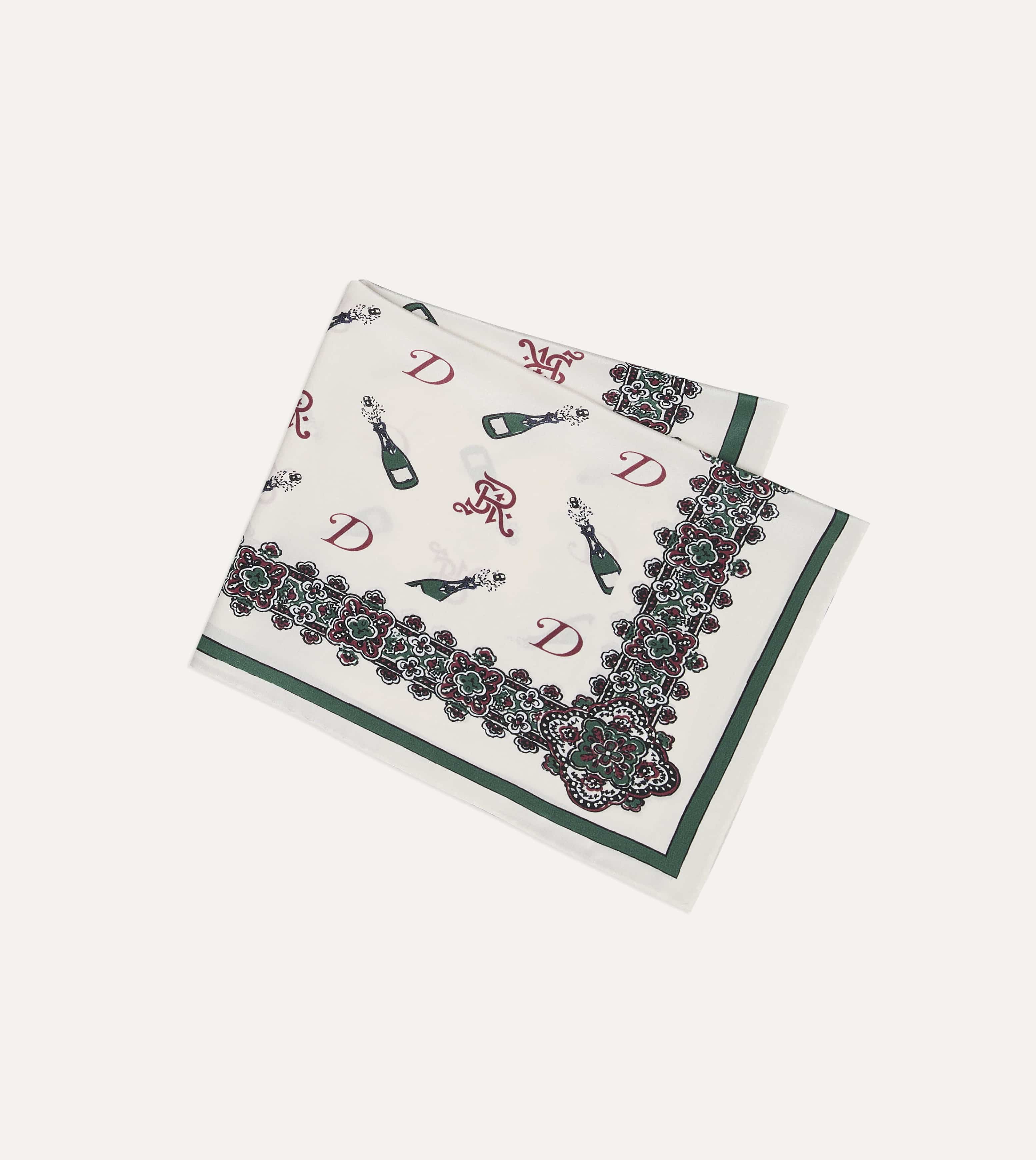 Drake’s for St. Regis Champagne Print Silk Pocket Square