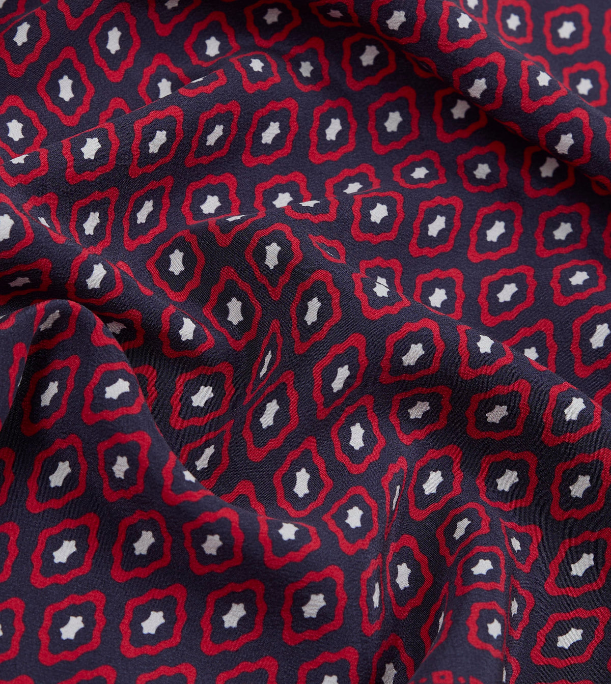 Red Tile Print Silk Pocket Square