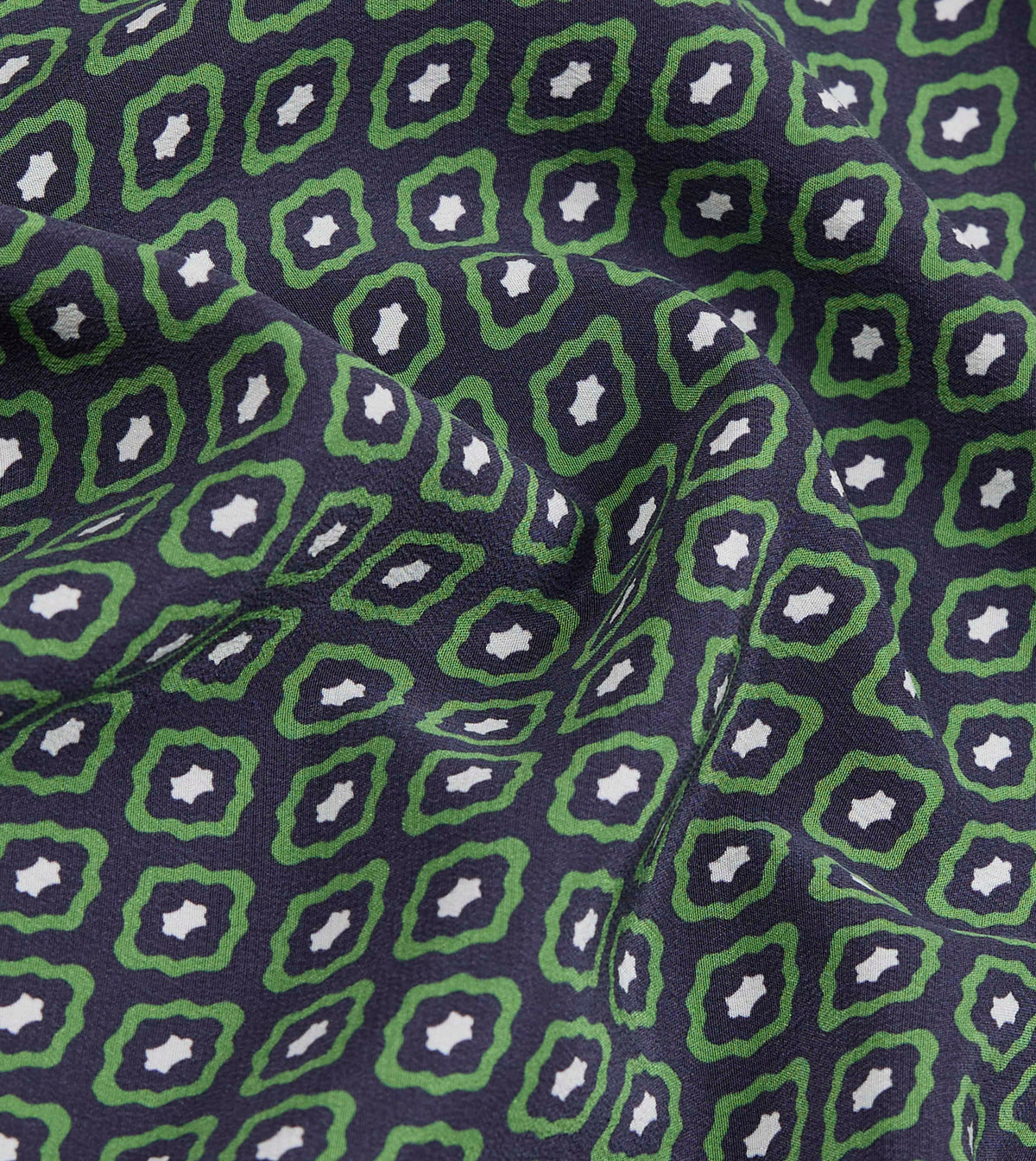 Green Tile Print Silk Pocket Square