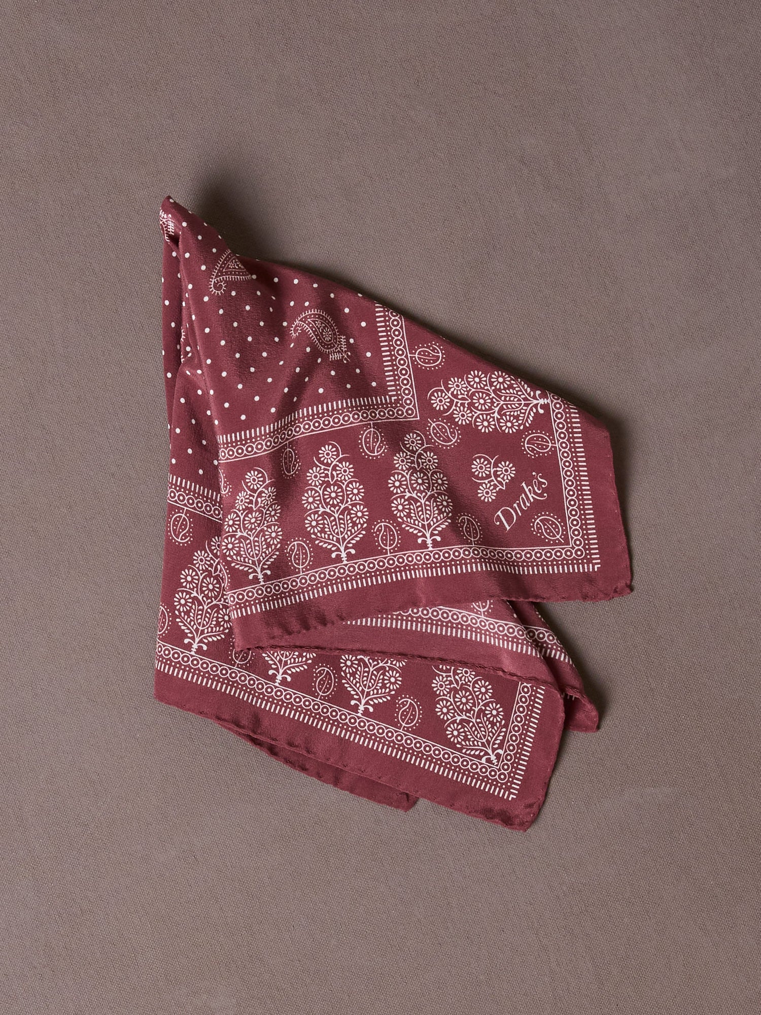 Red Paisley Spot Print Silk Pocket Square