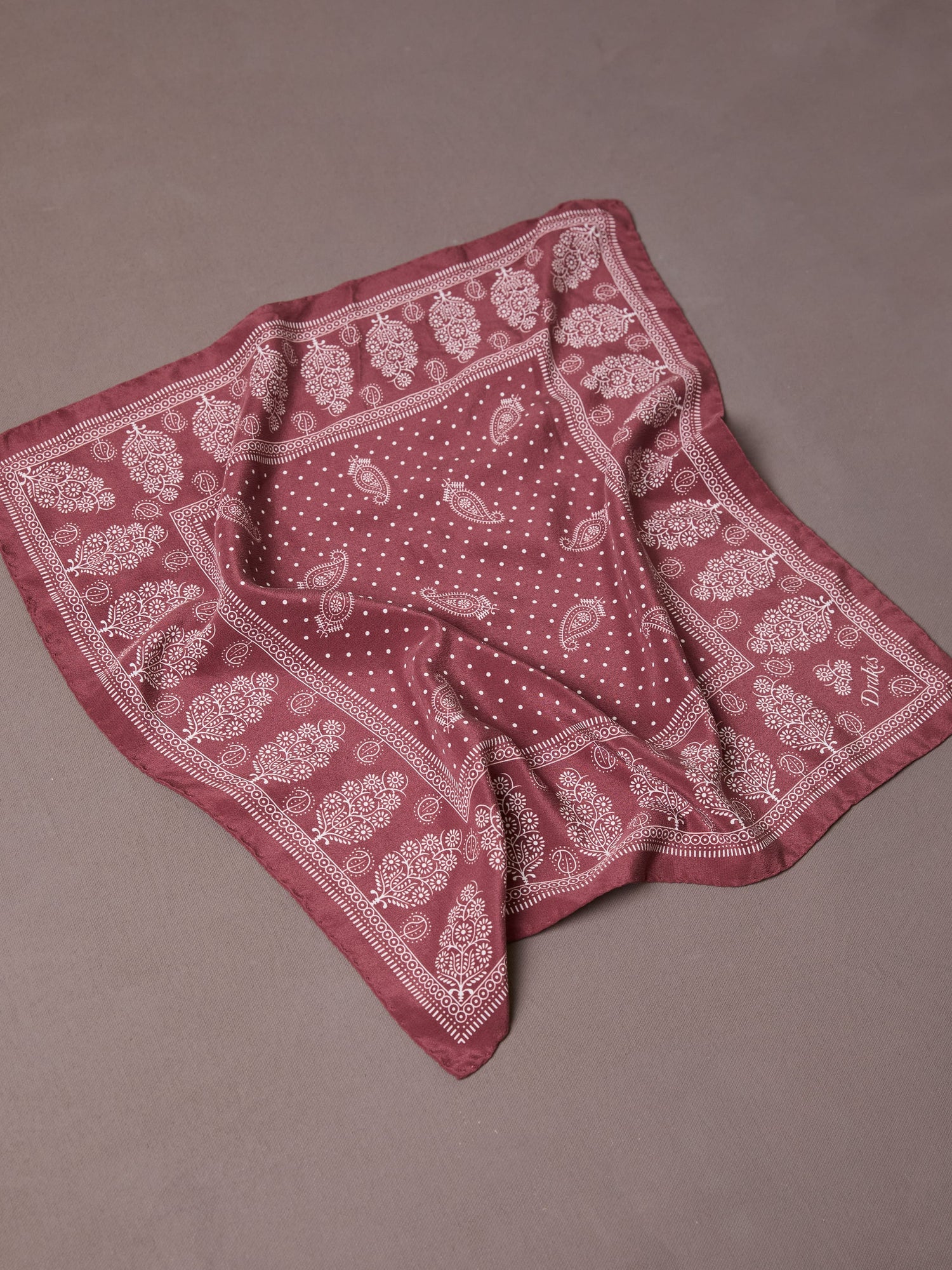 Red Paisley Spot Print Silk Pocket Square