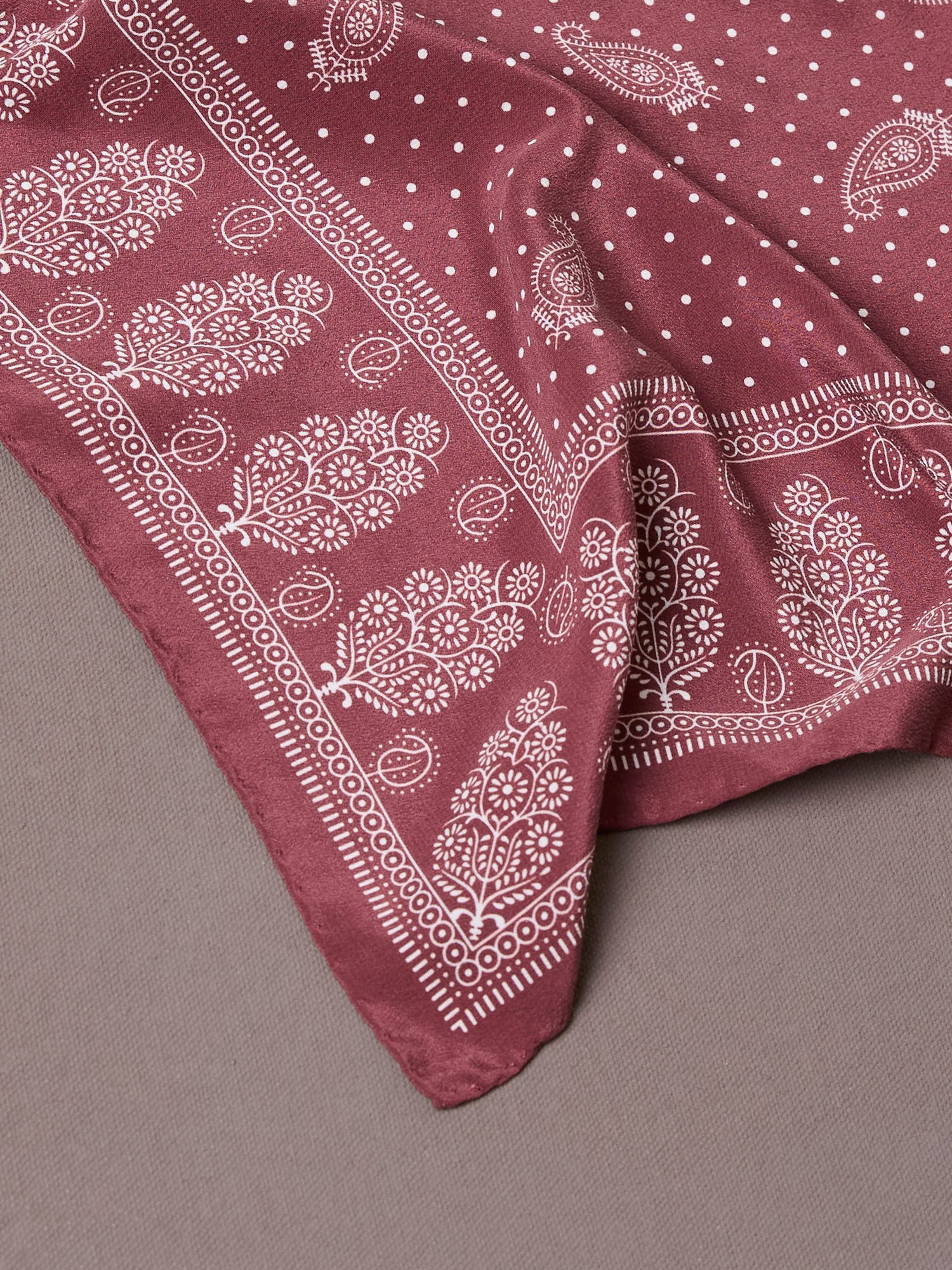 Red Paisley Spot Print Silk Pocket Square