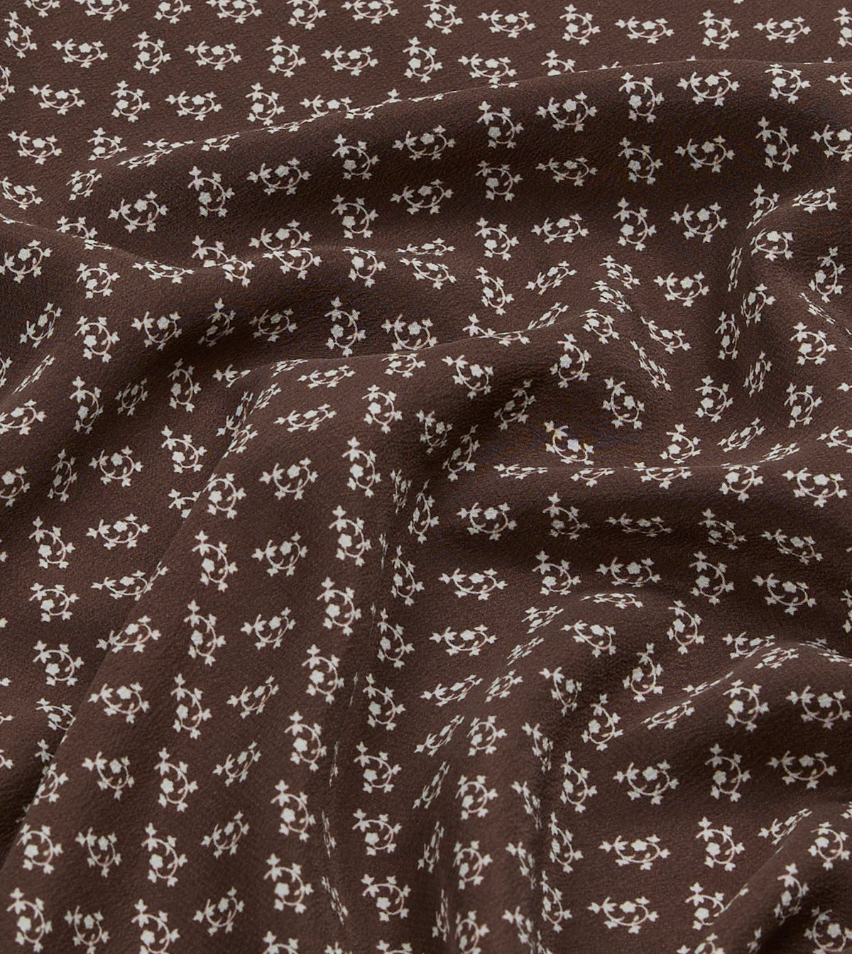 Brown Small Floral Print Silk Pocket Square