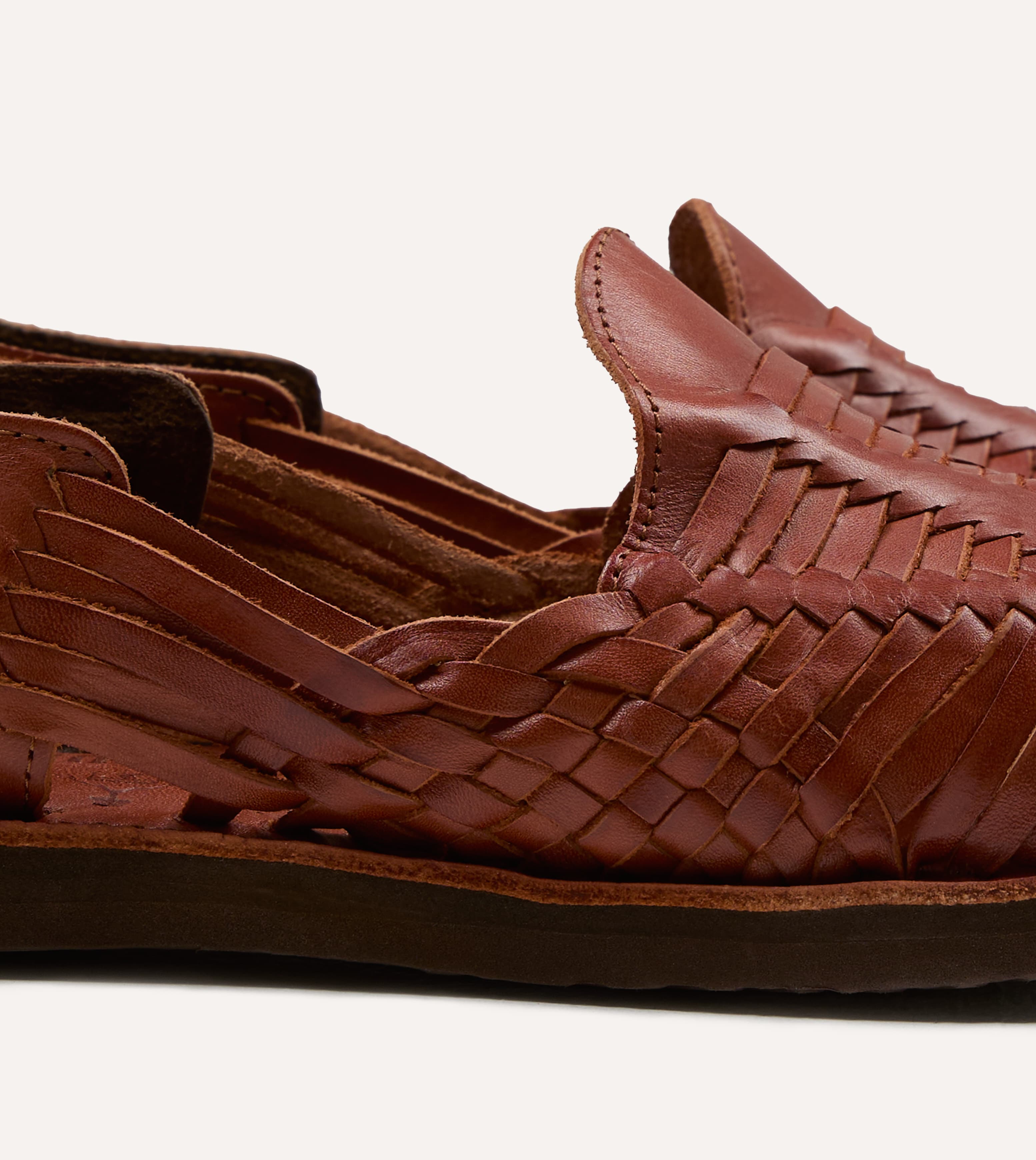 Chamula Red Brown Leather Cancun Woven Sandal – Drakes
