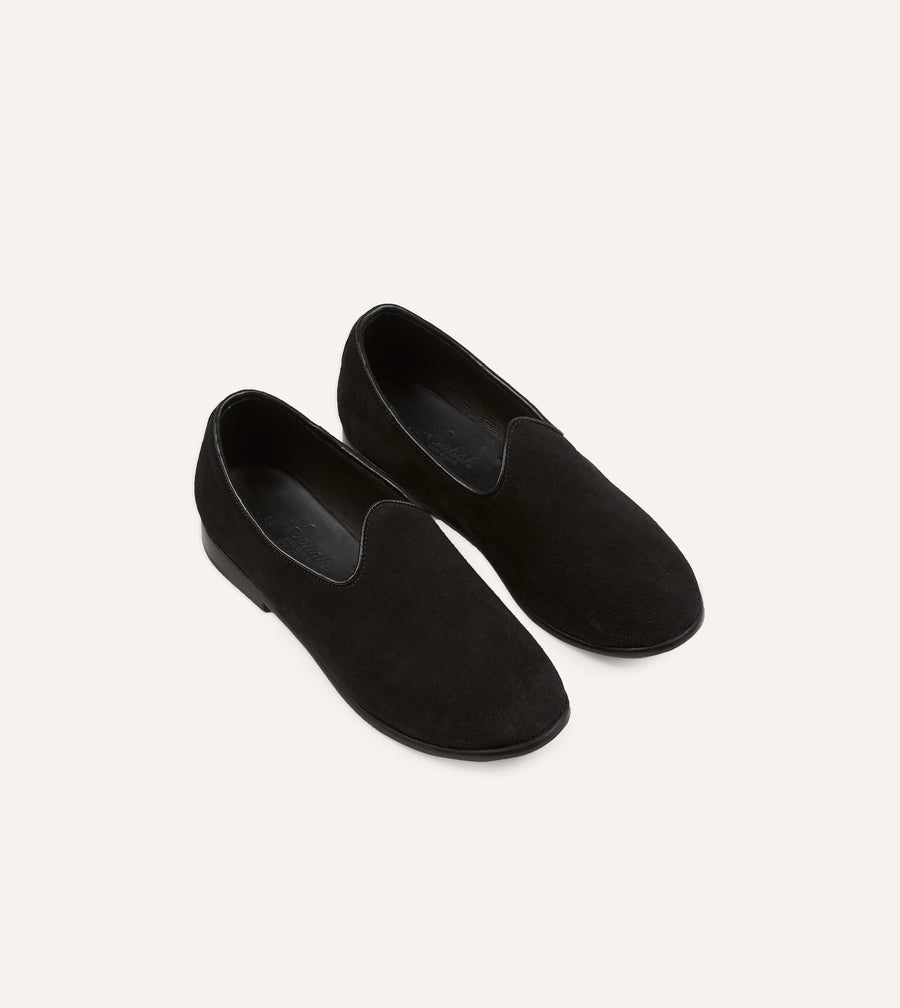 Sabah for Drake's Black Suede Bolo Shoe