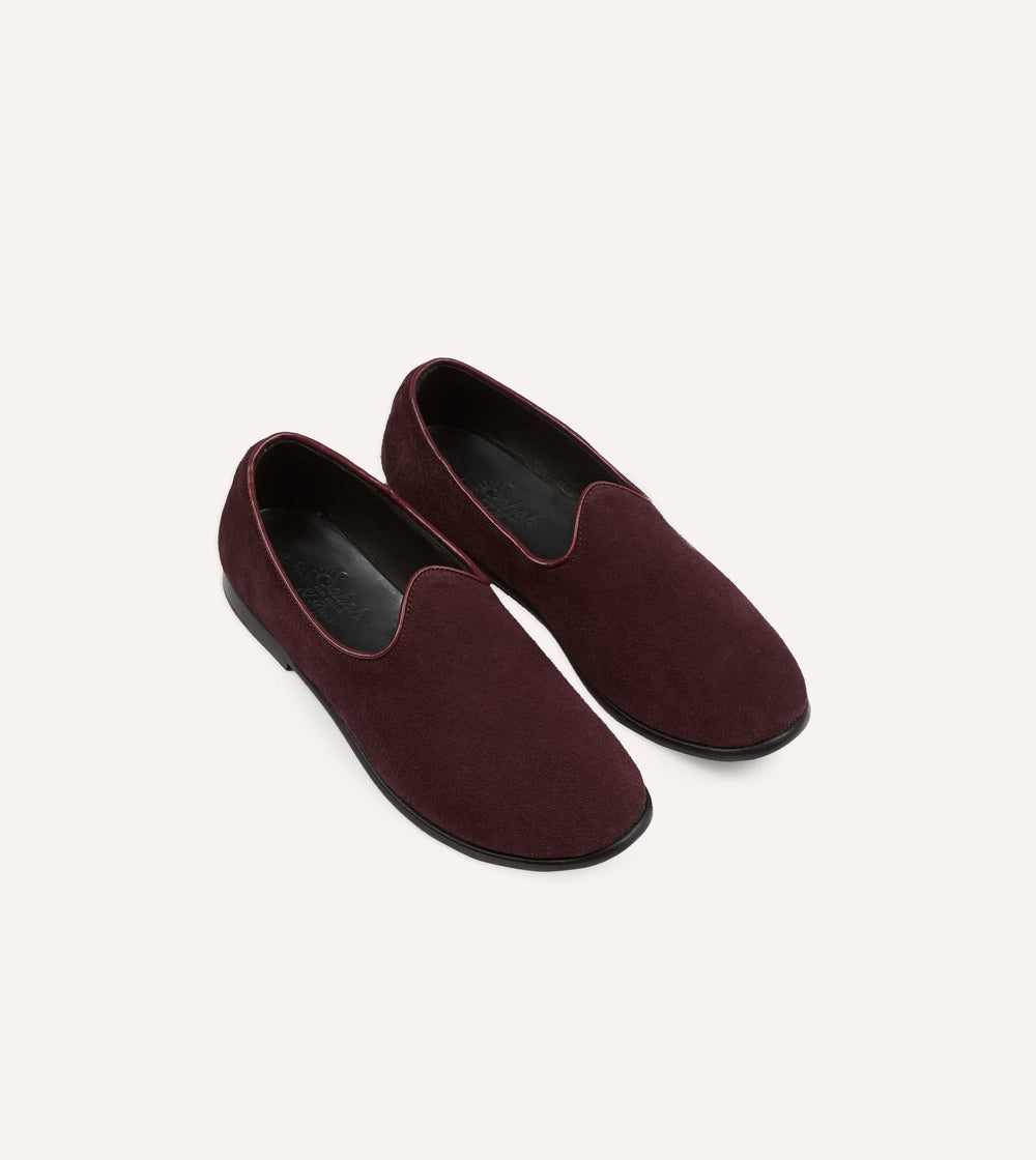 Sabah for Drake's Burgundy Suede Bolo Shoe