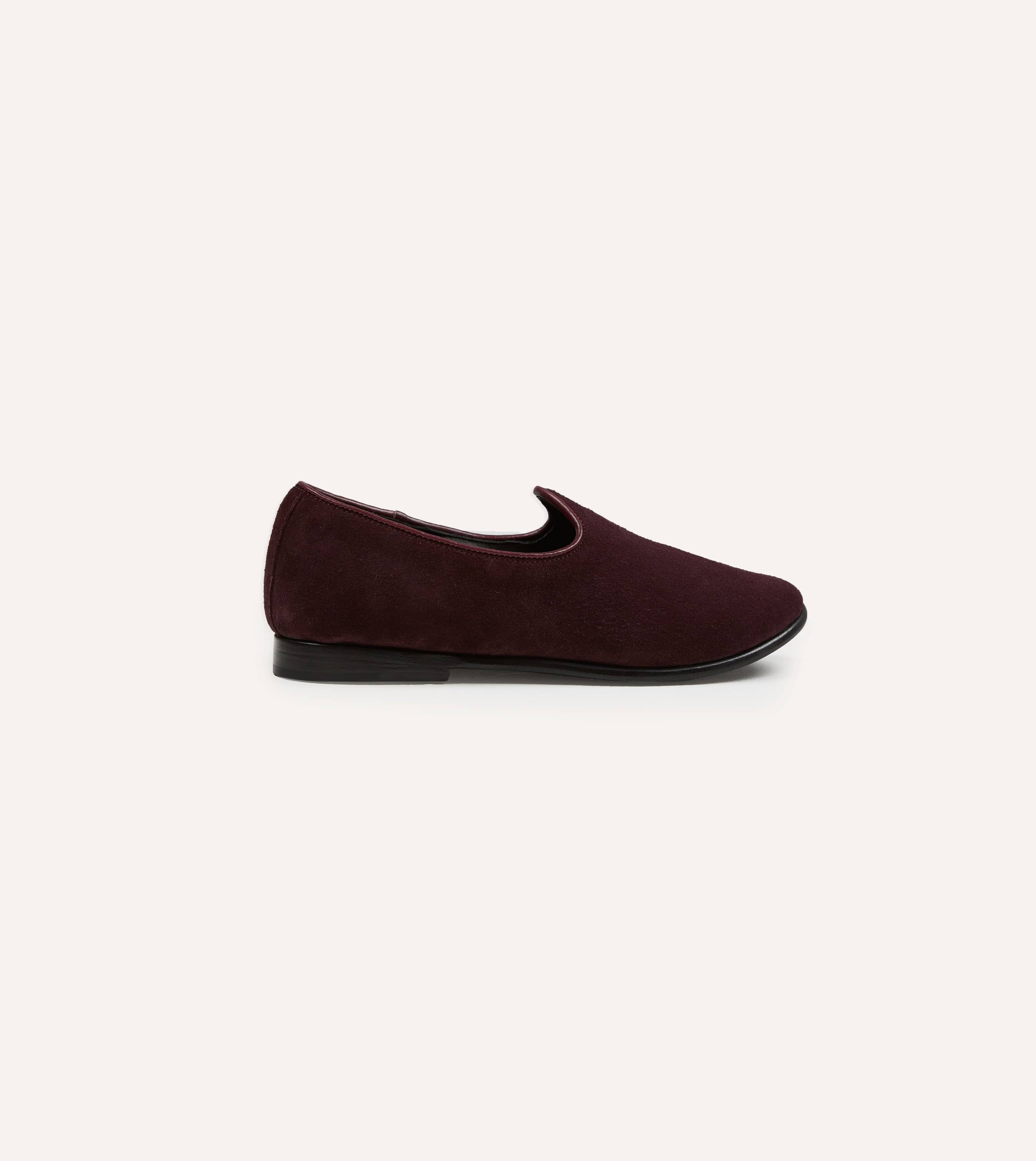 Sabah for Drake's Burgundy Suede Bolo Shoe