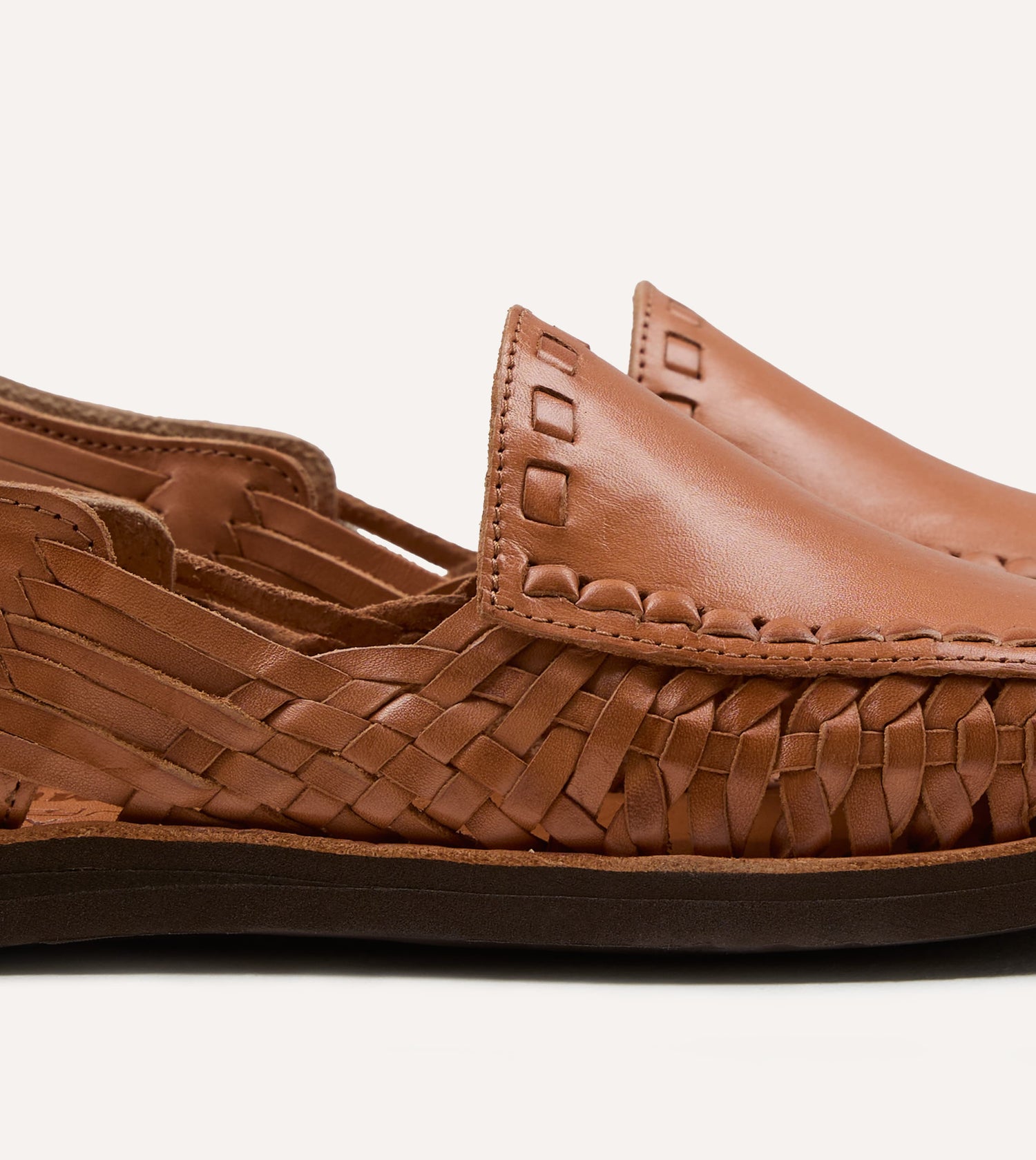 Chamula Tan Leather Durango Woven Sandal