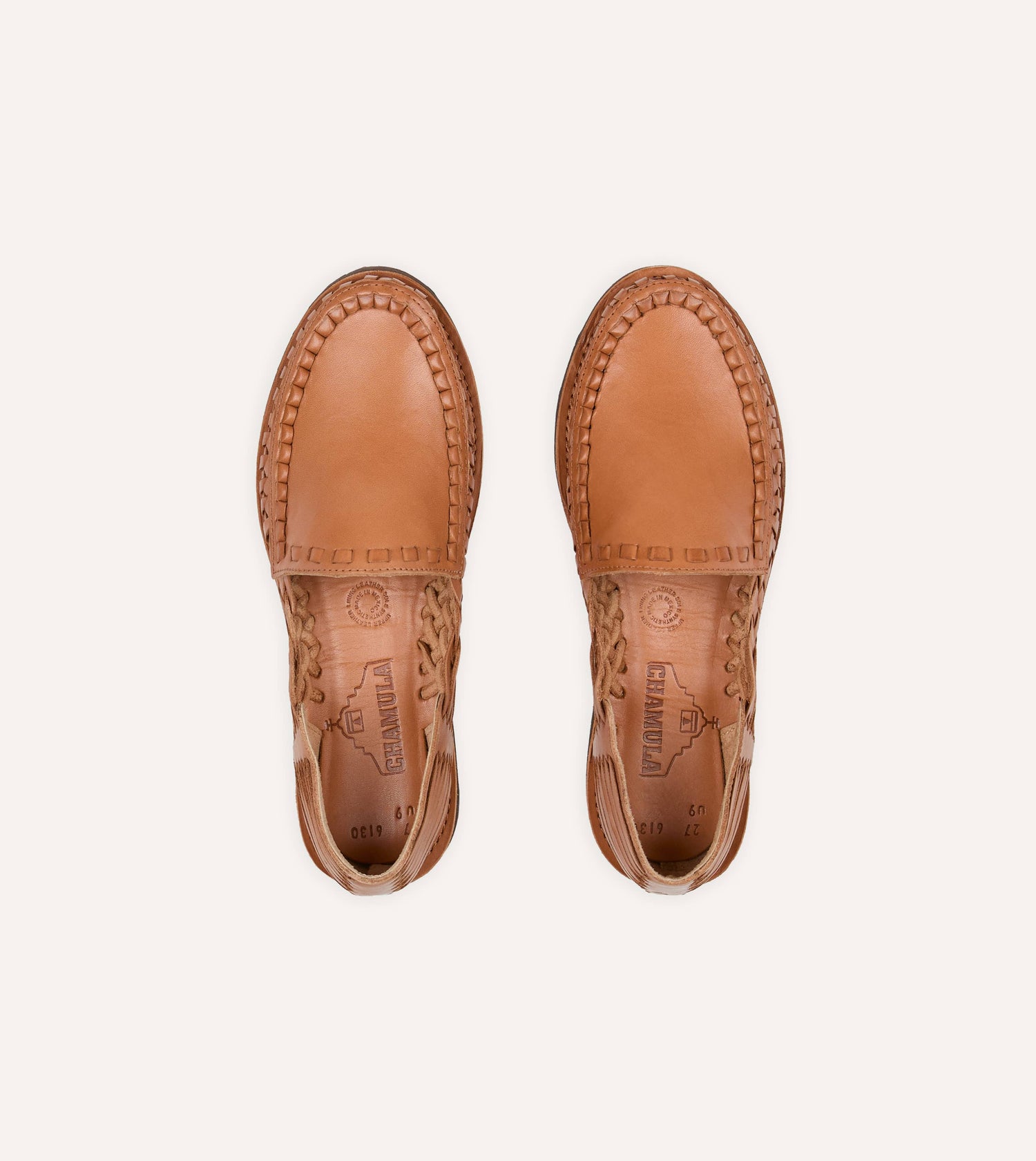 Chamula Tan Leather Durango Woven Sandal