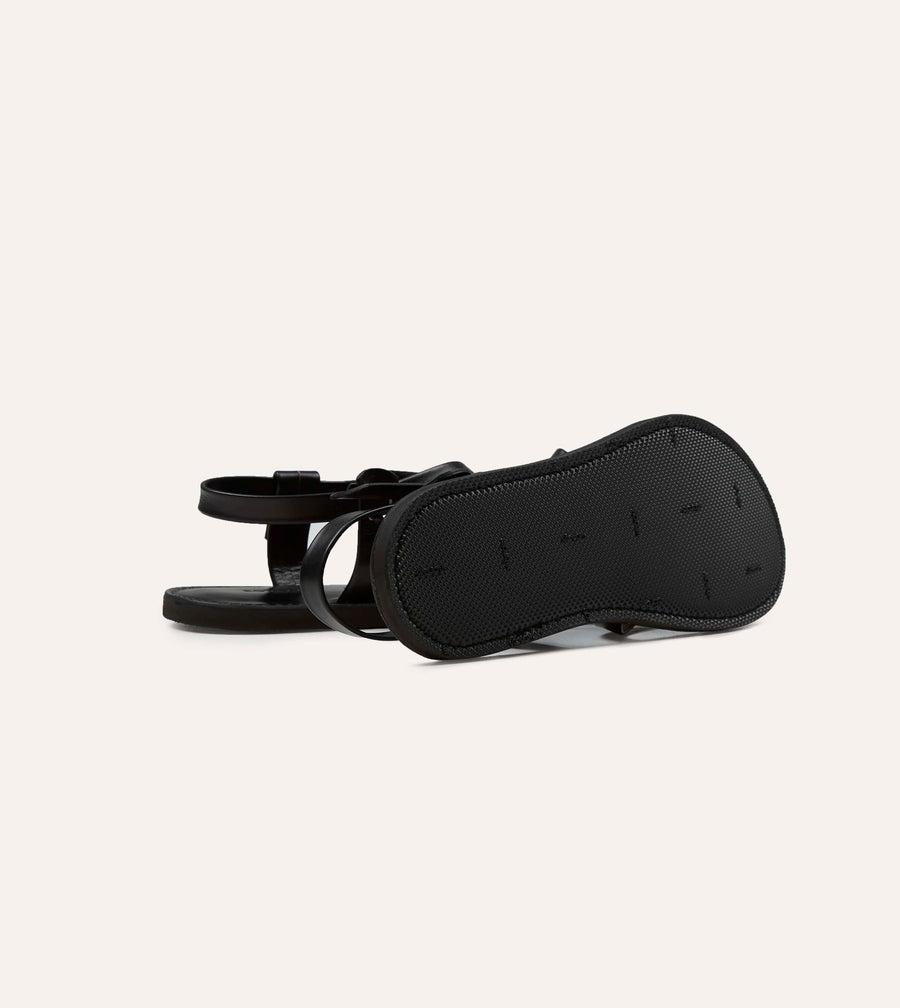 Kovalam Black Leather One Strap Sandal