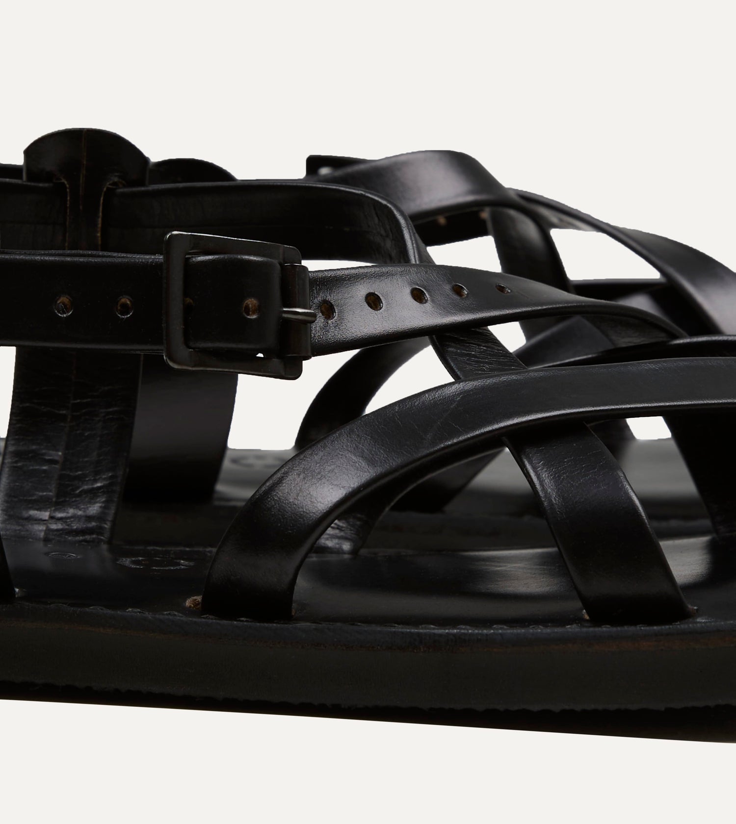 Kovalam Black Leather One Strap Sandal