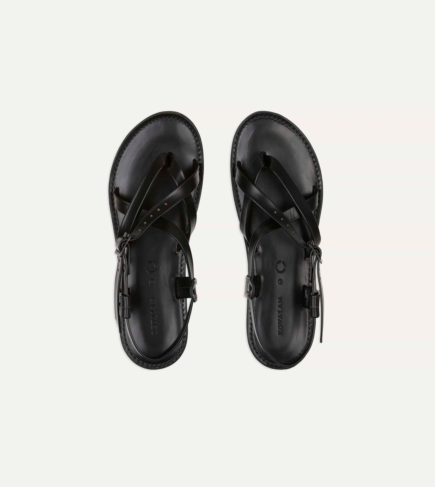 Kovalam Black Leather One Strap Sandal