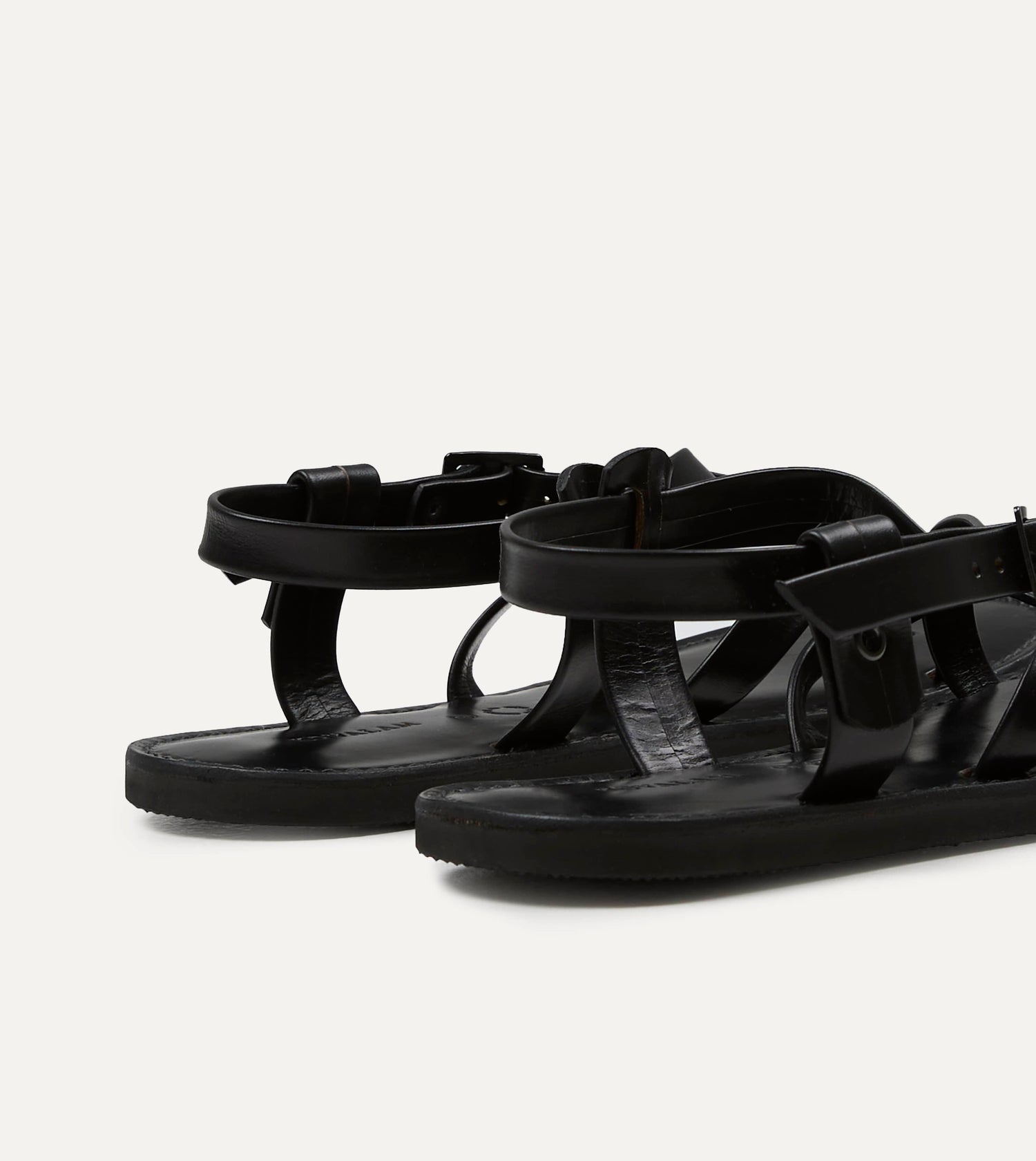 Kovalam Black Leather One Strap Sandal