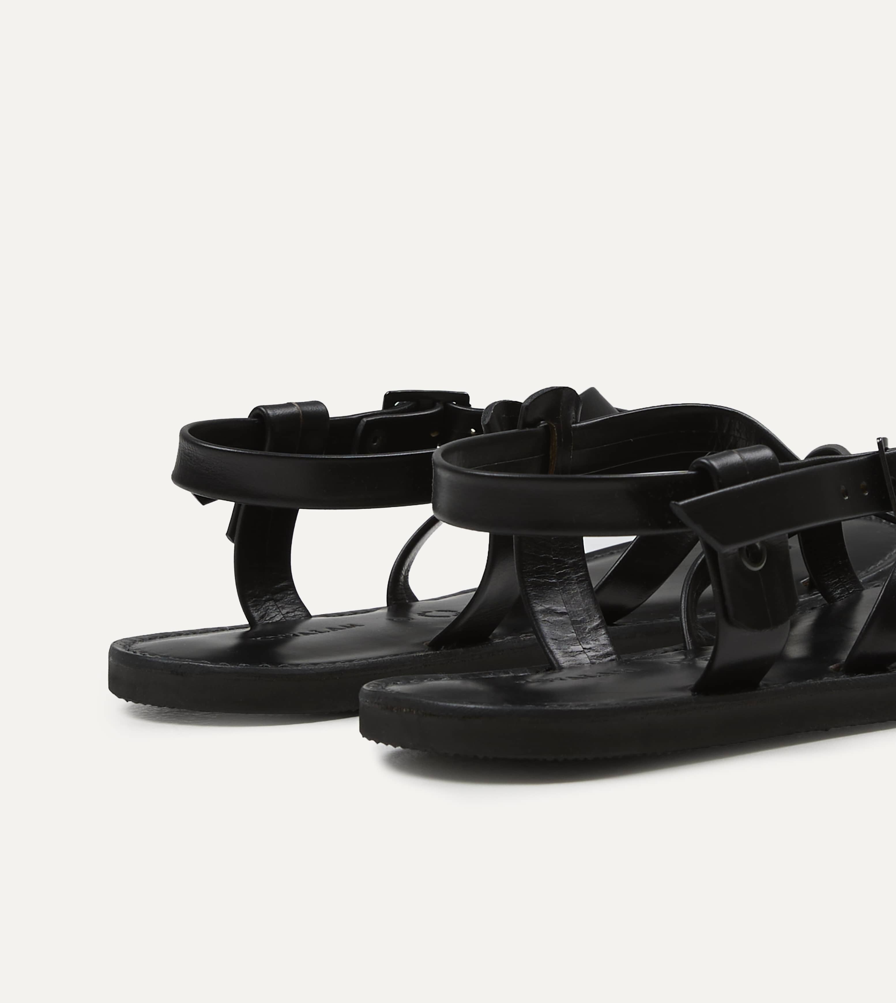 Kovalam Black Leather One Strap Sandal