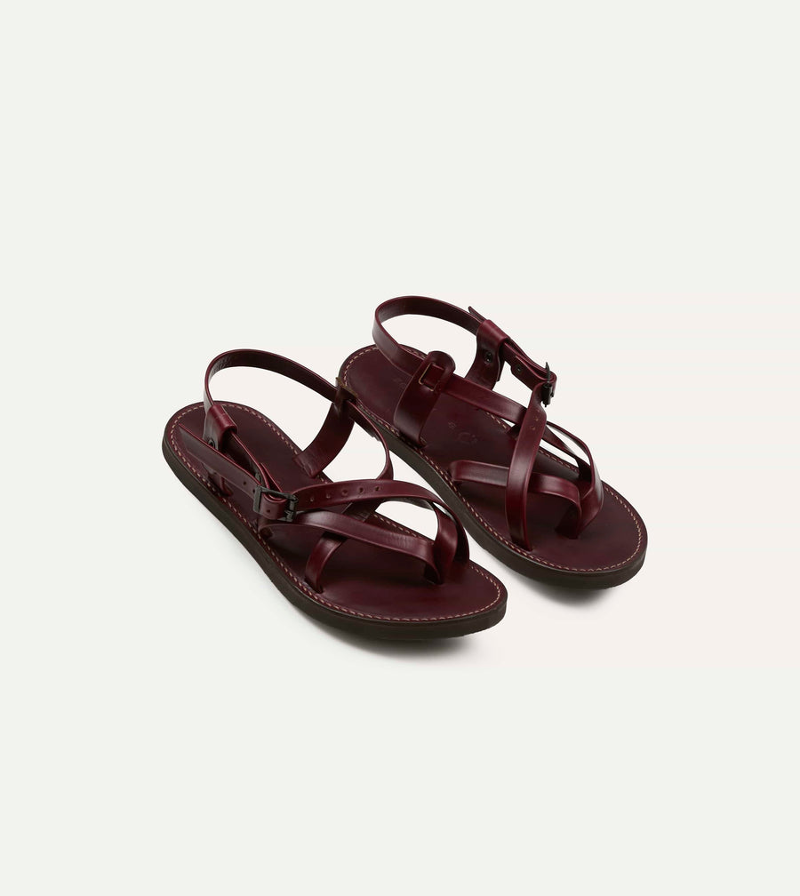 Kovalam Burgundy Leather One Strap Sandal