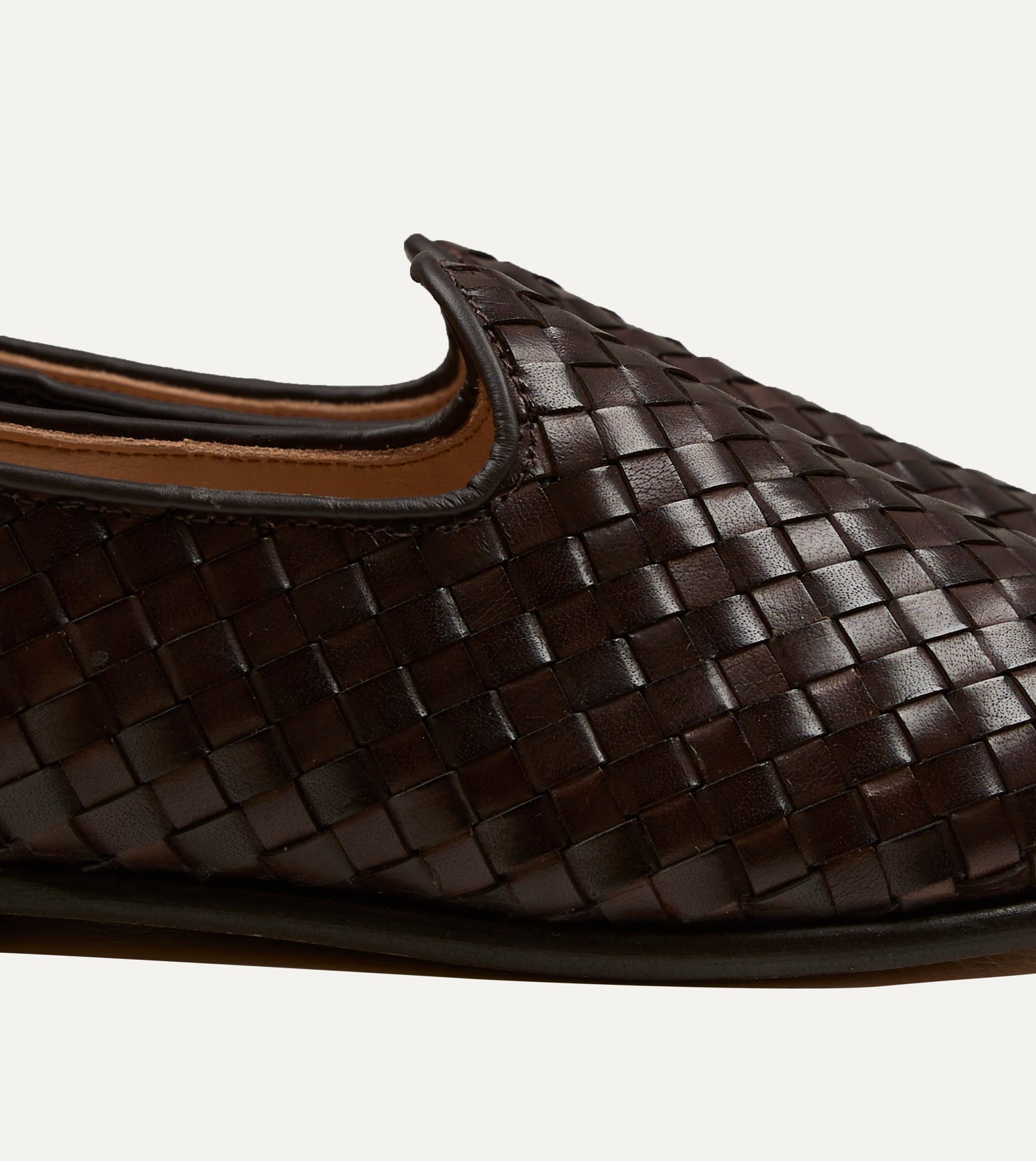 Sabah for Drake's Brown Woven Leather Bolo Shoe