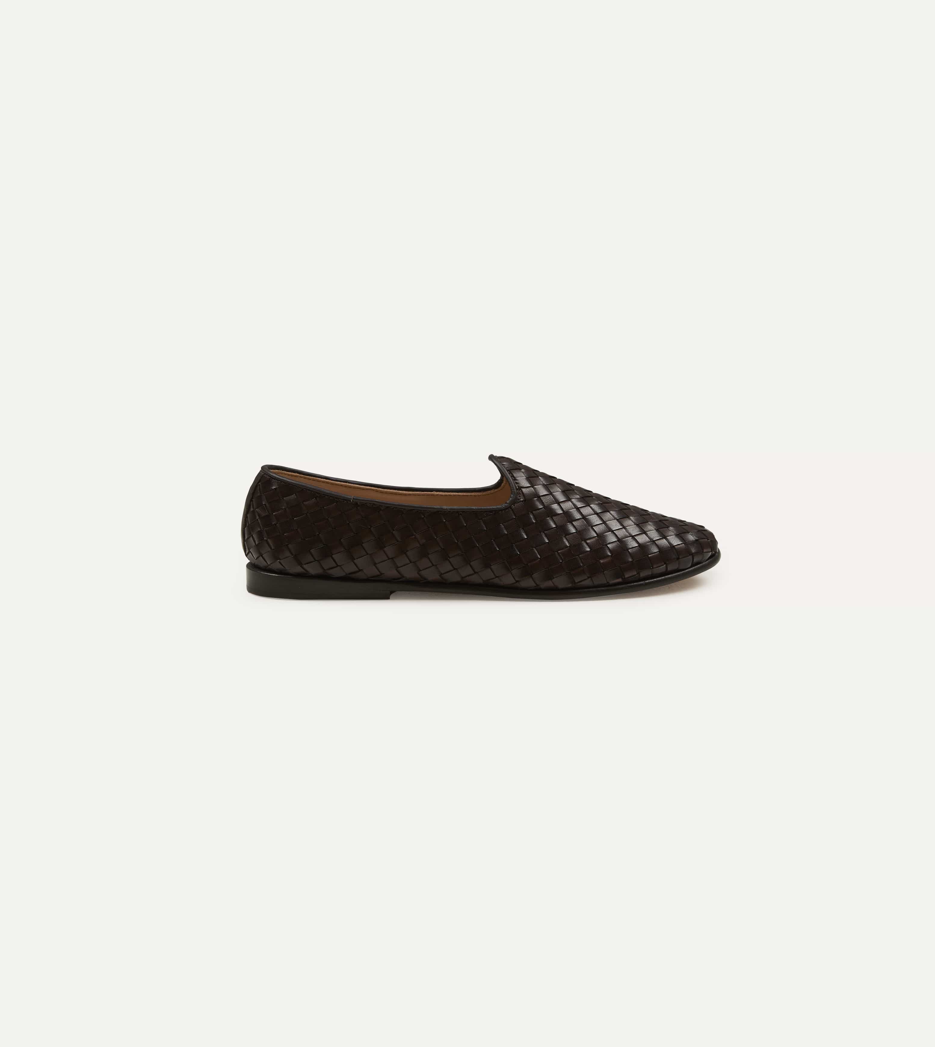 Sabah for Drake's Brown Woven Leather Bolo Shoe