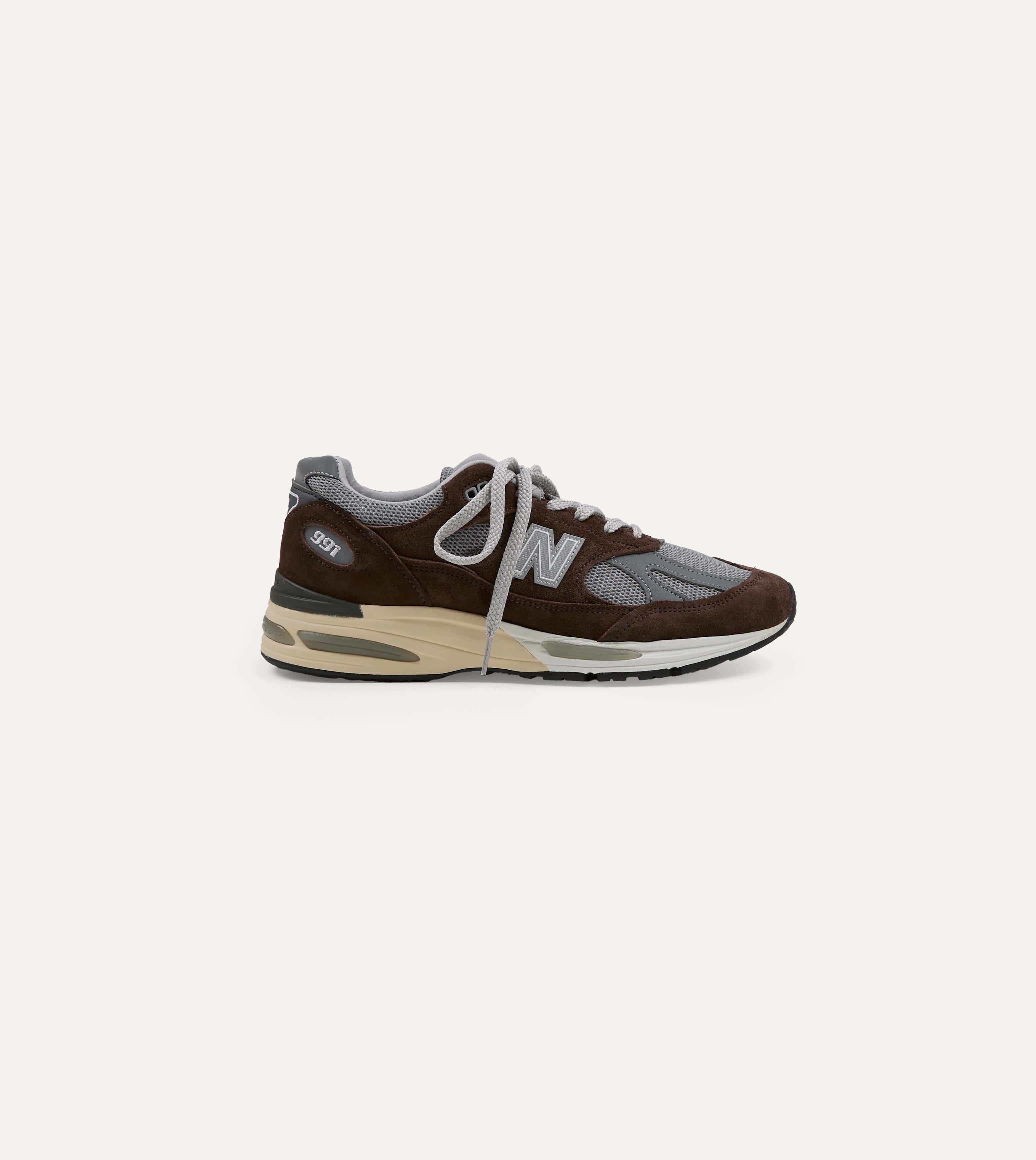 New Balance 'Elevated Essentials' Brown Alloy Made in UK 991v2 Trainers