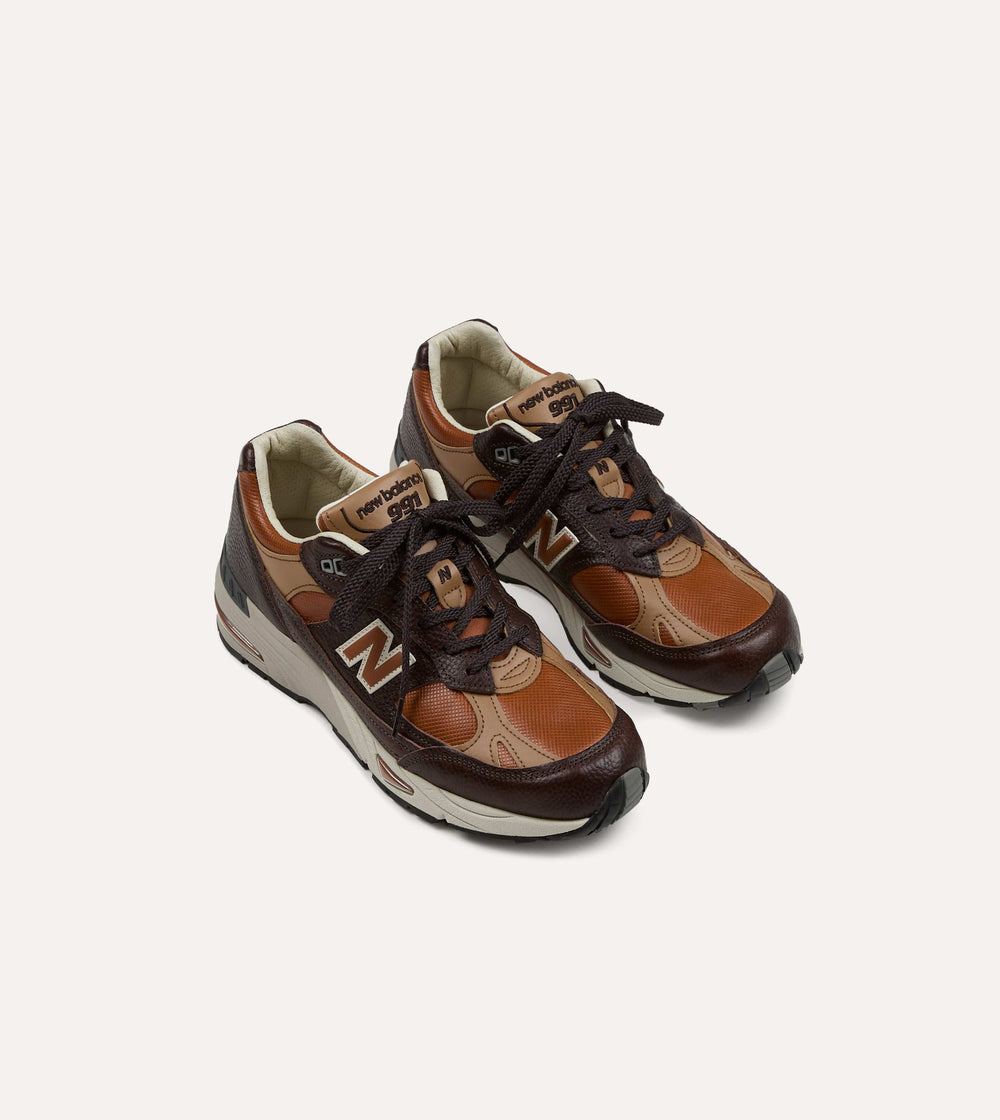 New Balance ‘Luxury Leather’ Chocolate Plum and Caramel Made in UK 991v1 Trainers