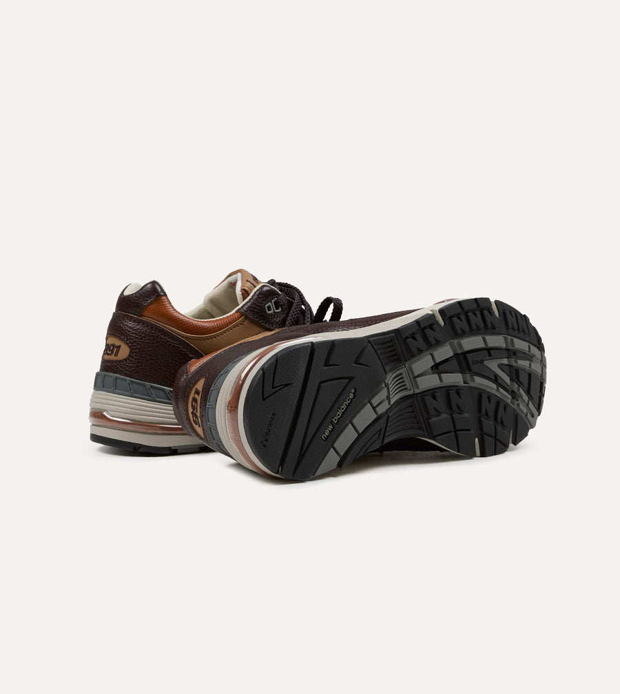 New Balance ‘Luxury Leather’ Chocolate Plum and Caramel Made in UK 991v1 Trainers