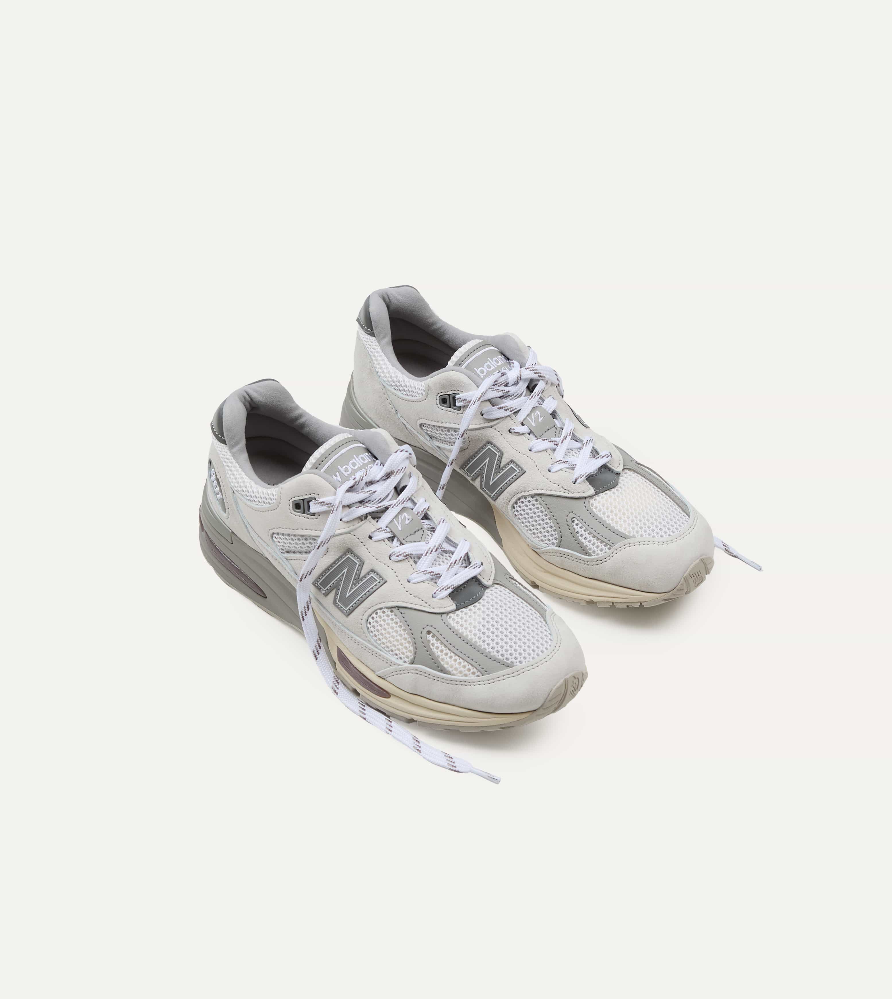 New Balance 'Elevated Essentials' Wind Chime and Brilliant White Made in UK 991v2 Trainers