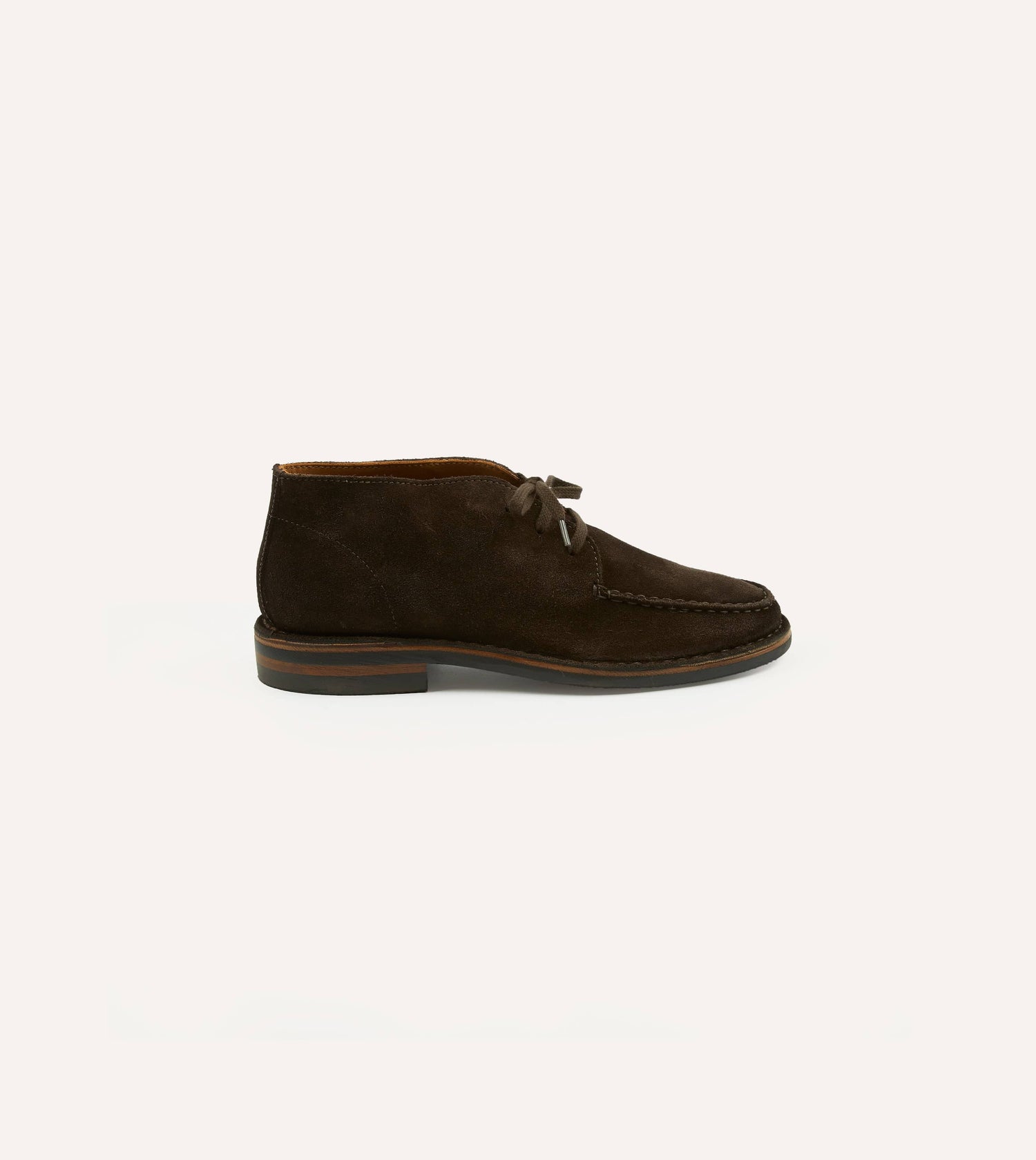 Crosby Moc-Toe Chukka Boot Dark Brown Roughout Suede with Rubber Sole