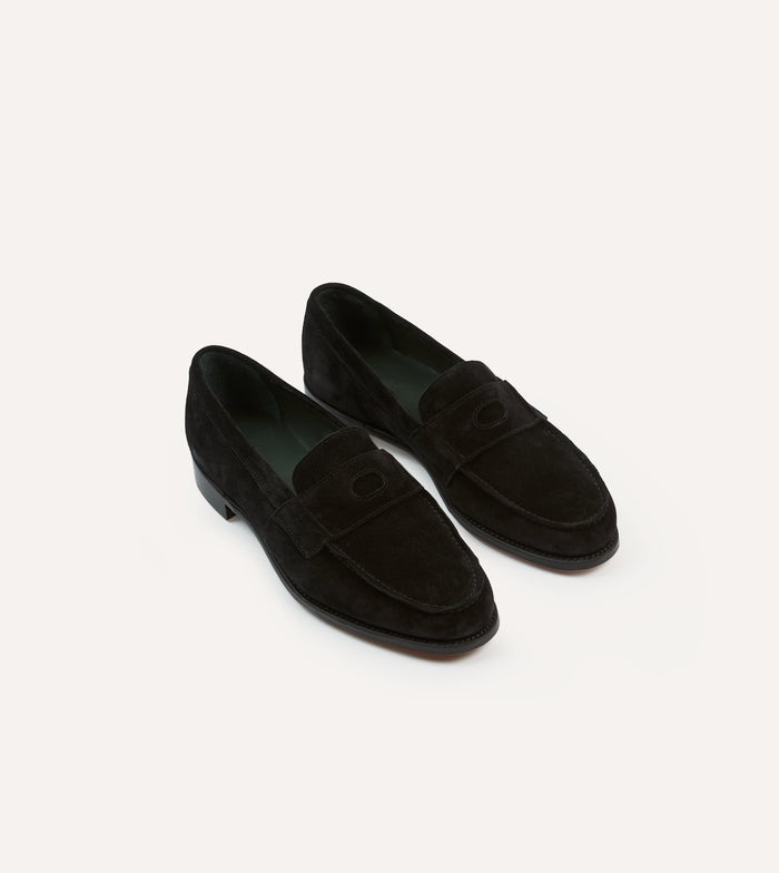 Black Suede Charles Mk II Goodyear Welted Penny Loafer