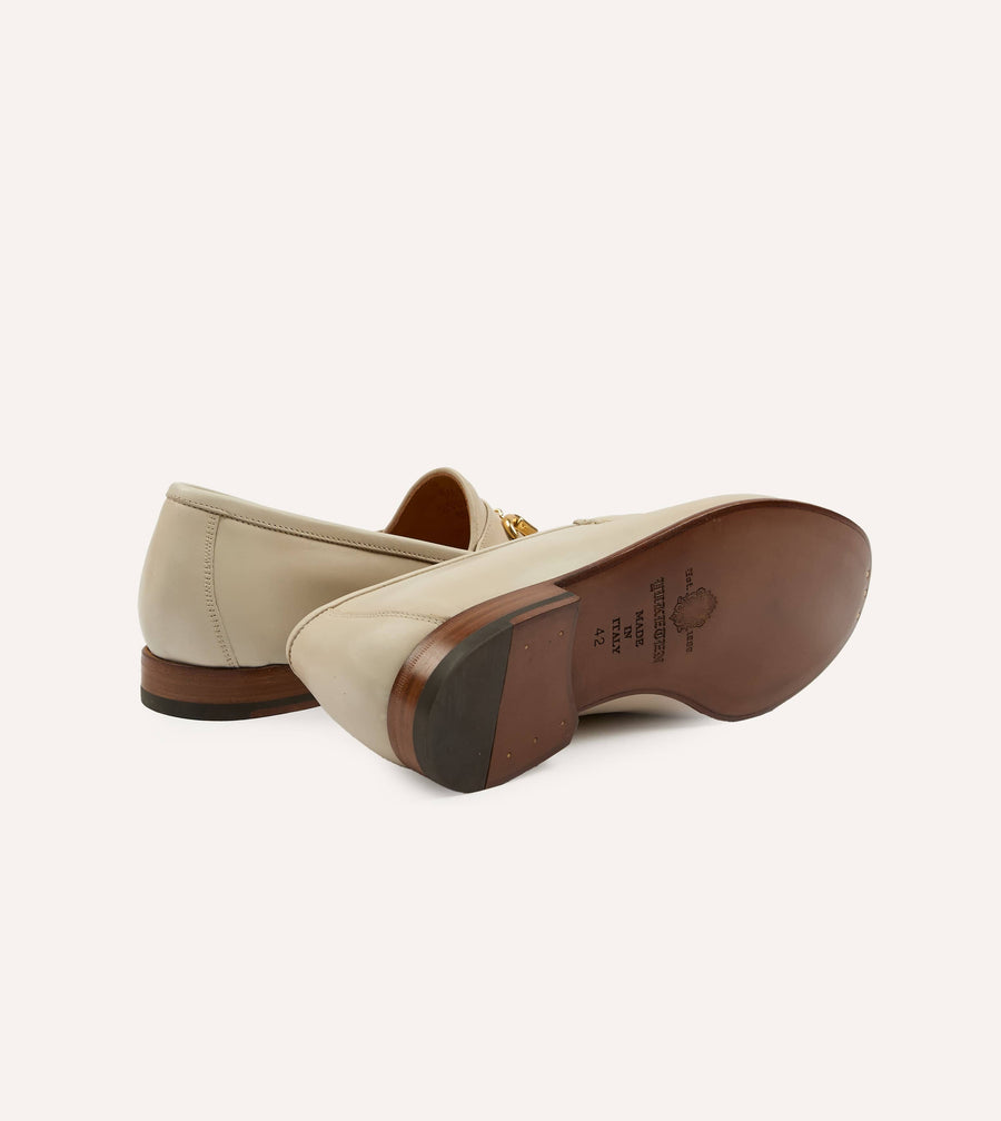 Yuketen Moc Ischia Ivory Leather Bit Loafer