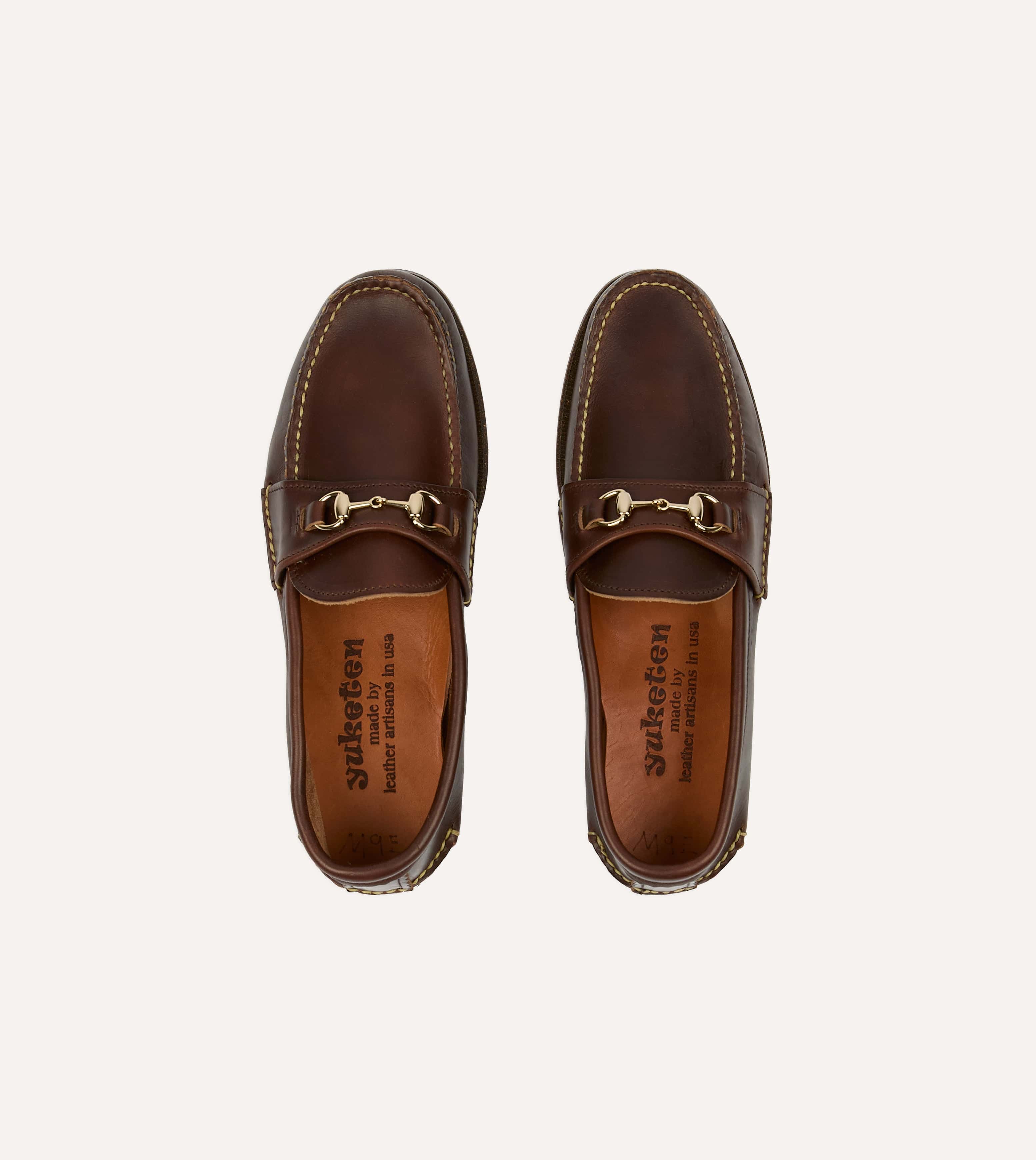 Yuketen Brown Leather Bit Loafer with Camp Sole – Drakes