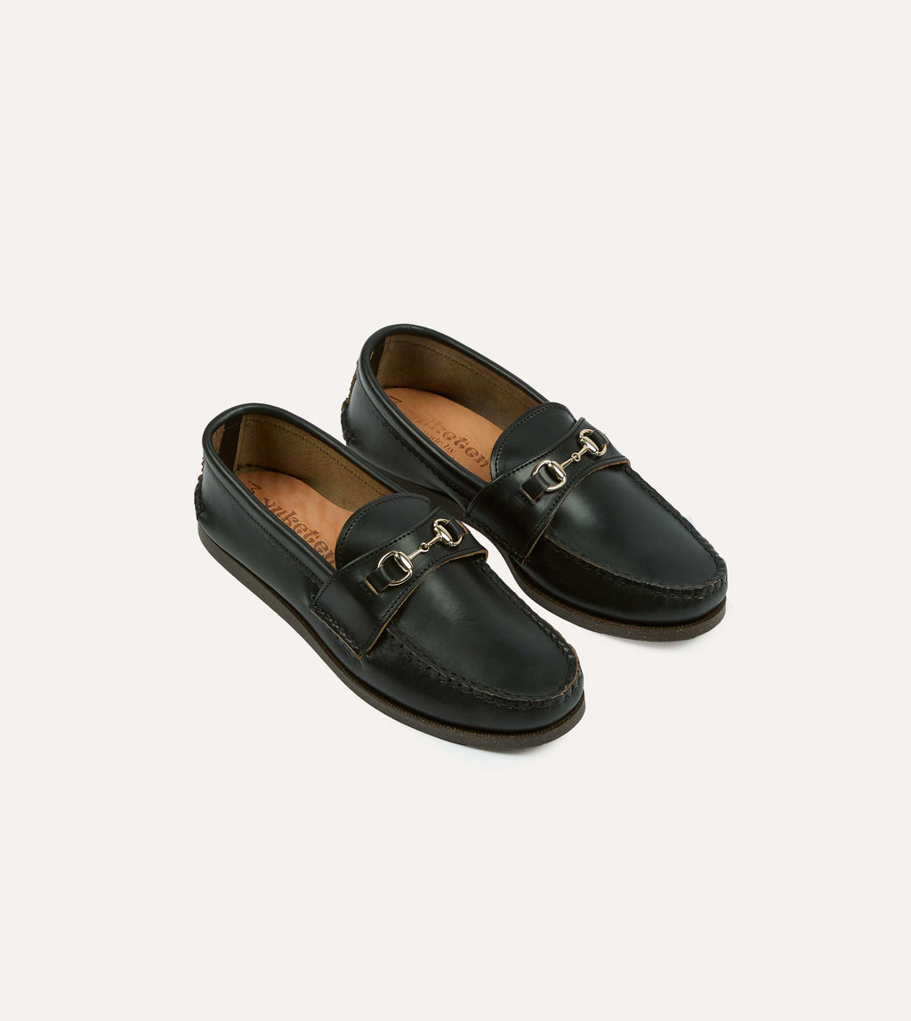 Yuketen Black Leather Bit Loafer with Camp Sole – Drakes