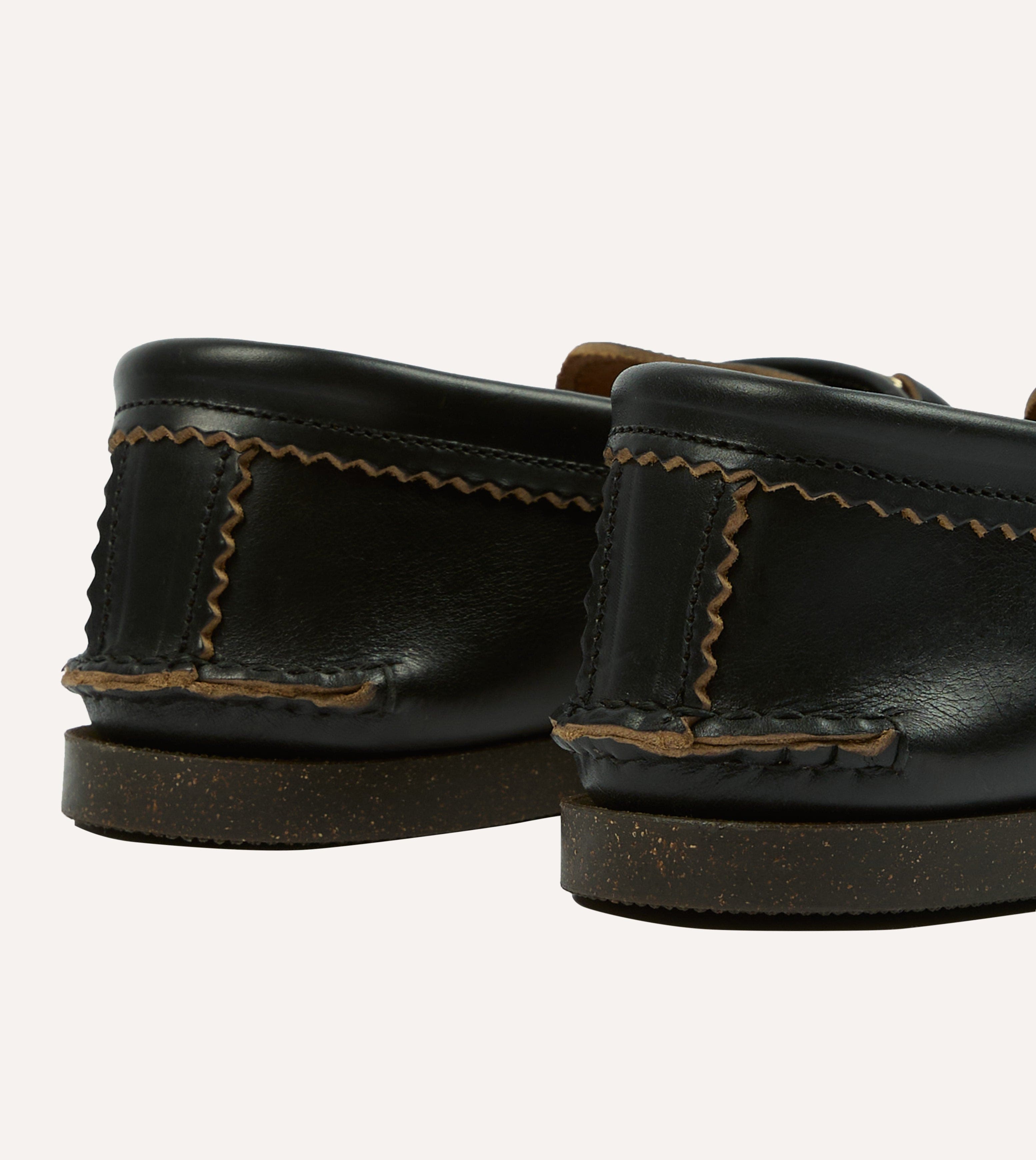 Yuketen Black Leather Bit Loafer with Camp Sole