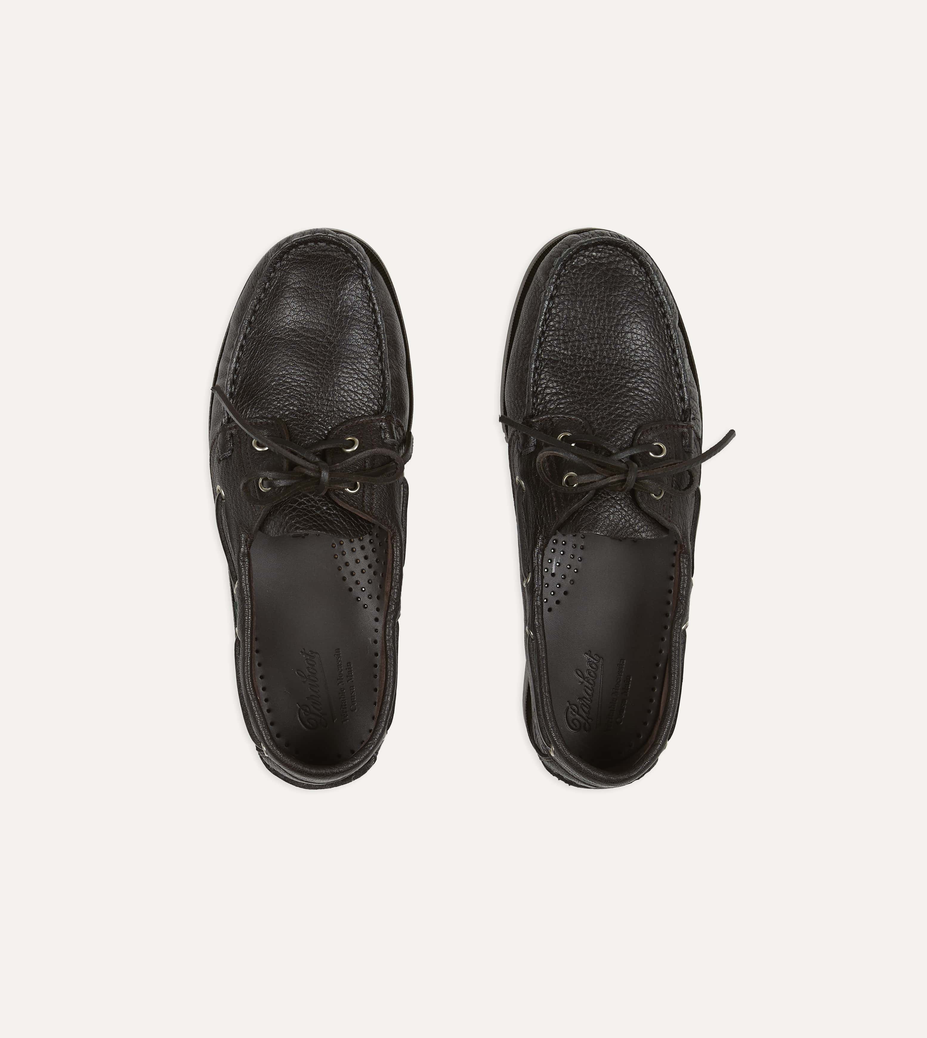 Paraboot Barth Brown Cerf Leather Boat Shoe – Drakes