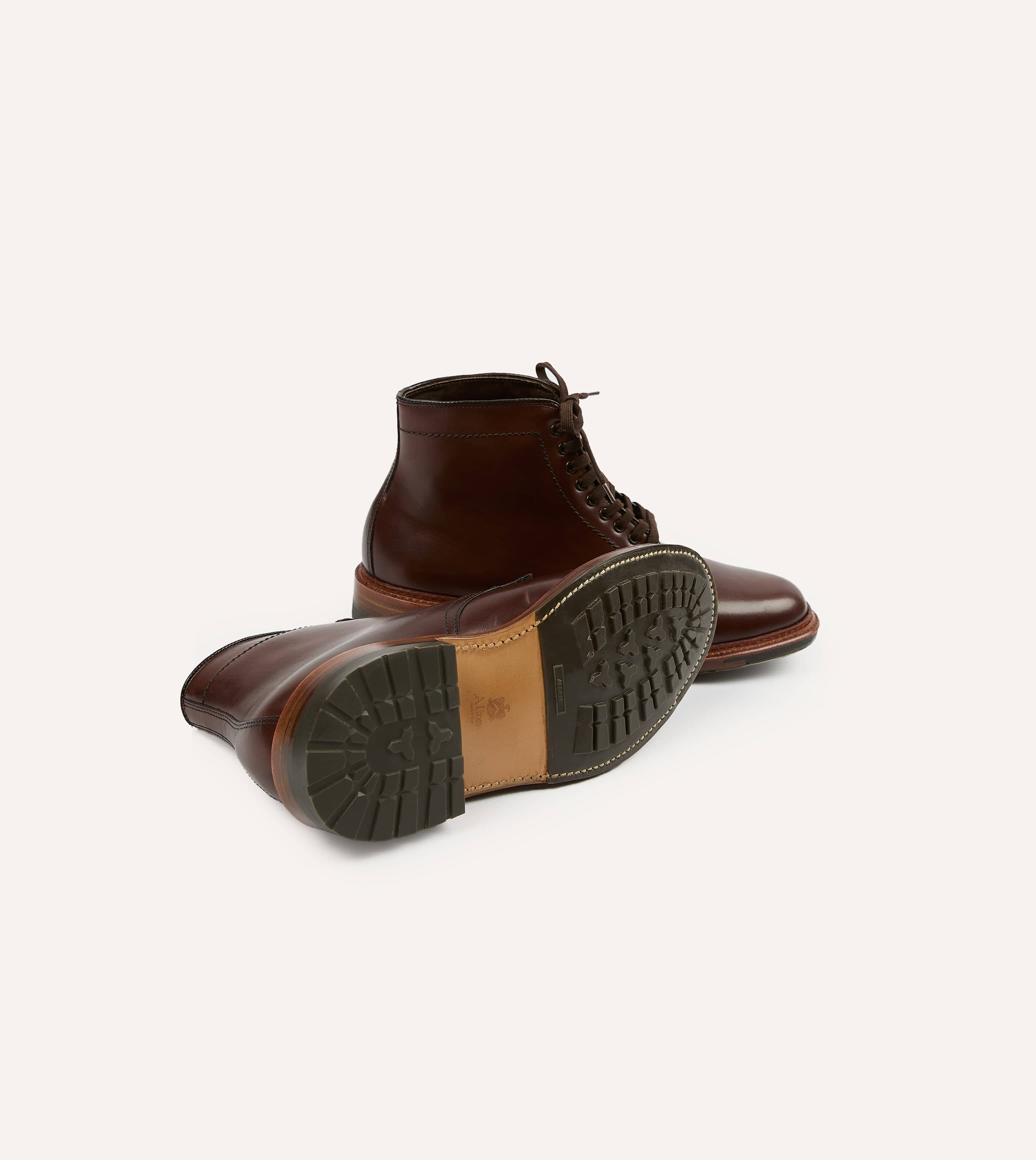 Alden Brown Calf Leather Plain Toe Boot