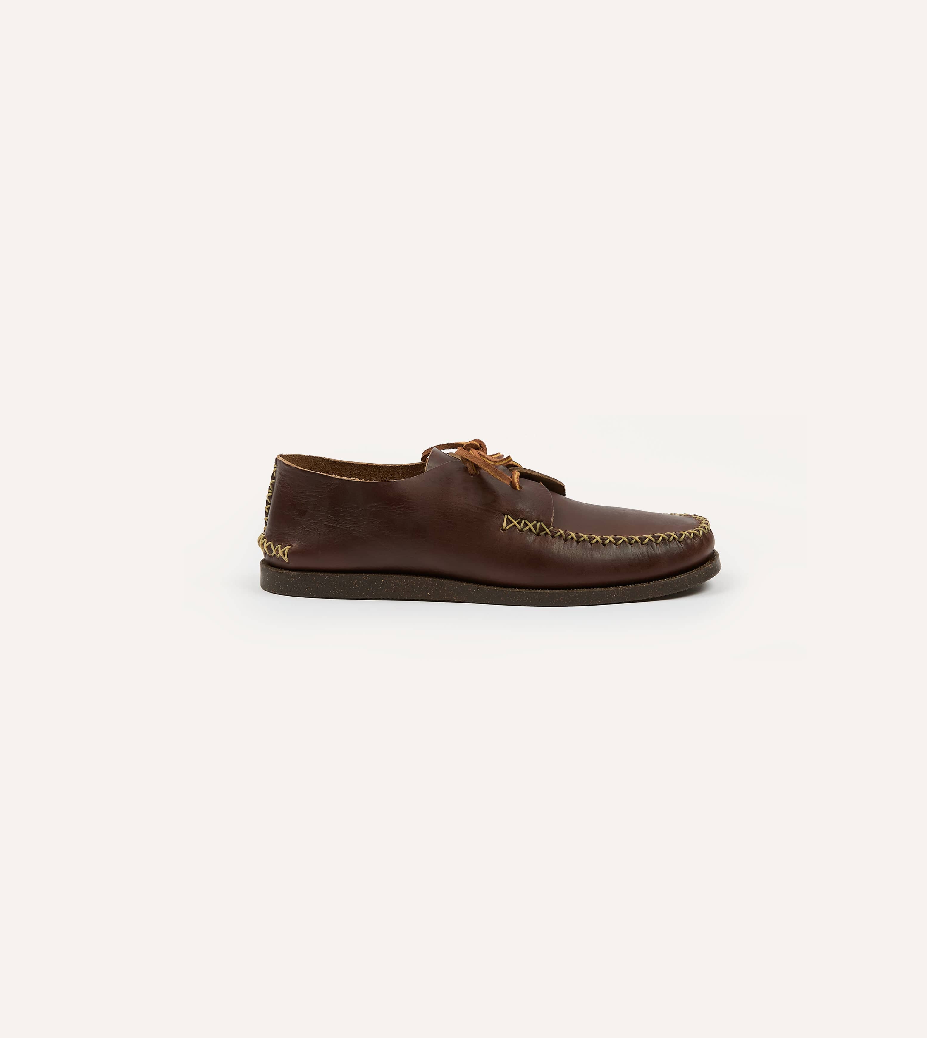 Yuketen Brown Two-Piece Oxford with Camp Sole