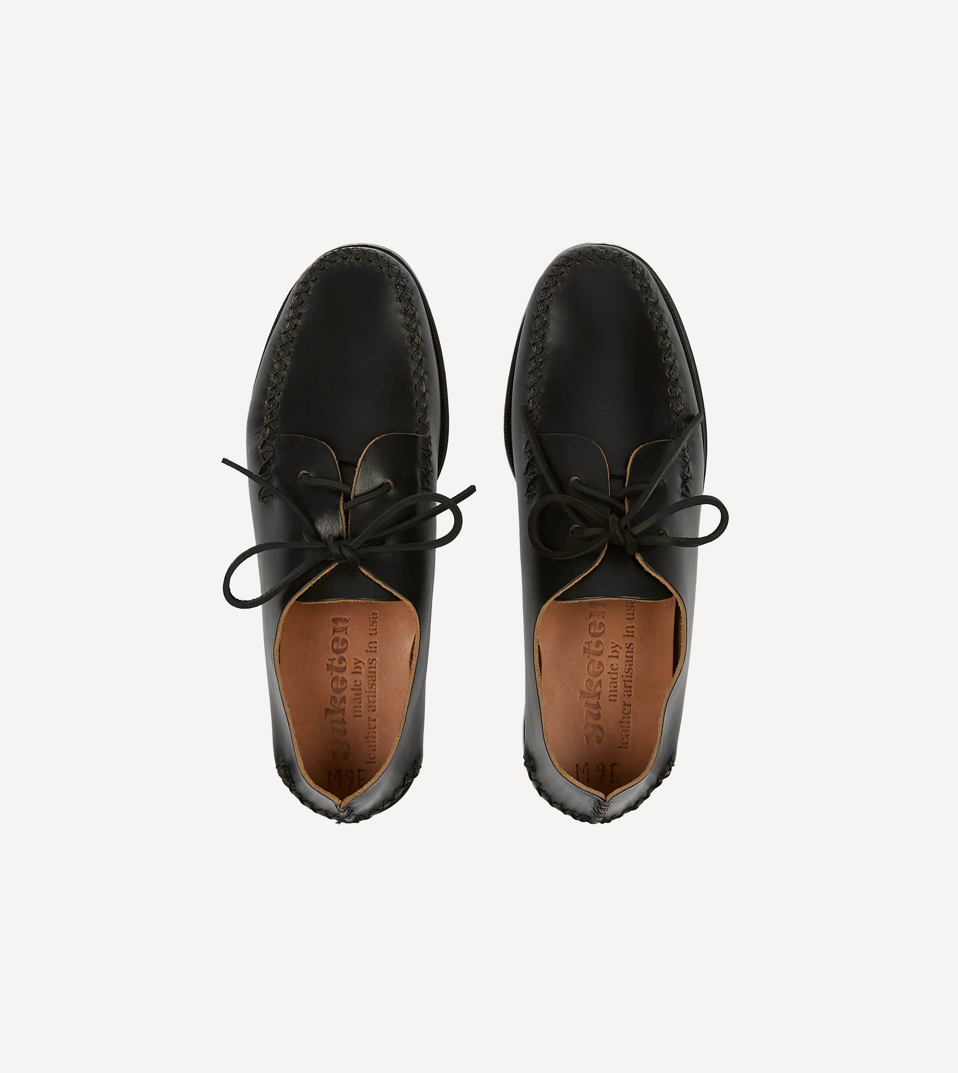 Yuketen Black Two-Piece Oxford with Camp Sole – Drakes