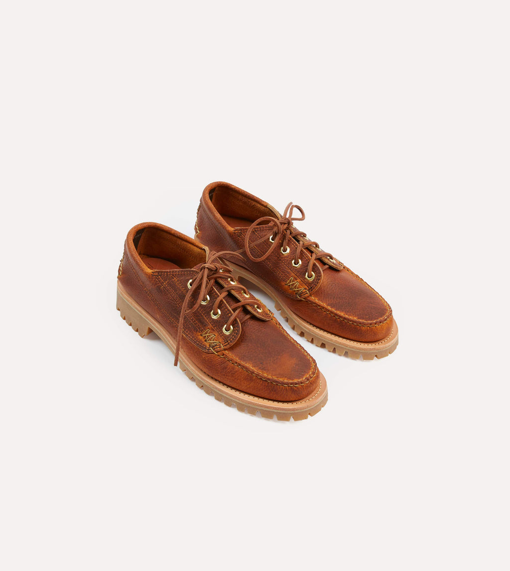 Yuketen Brown Leather Angler Moc Shoe – Drakes