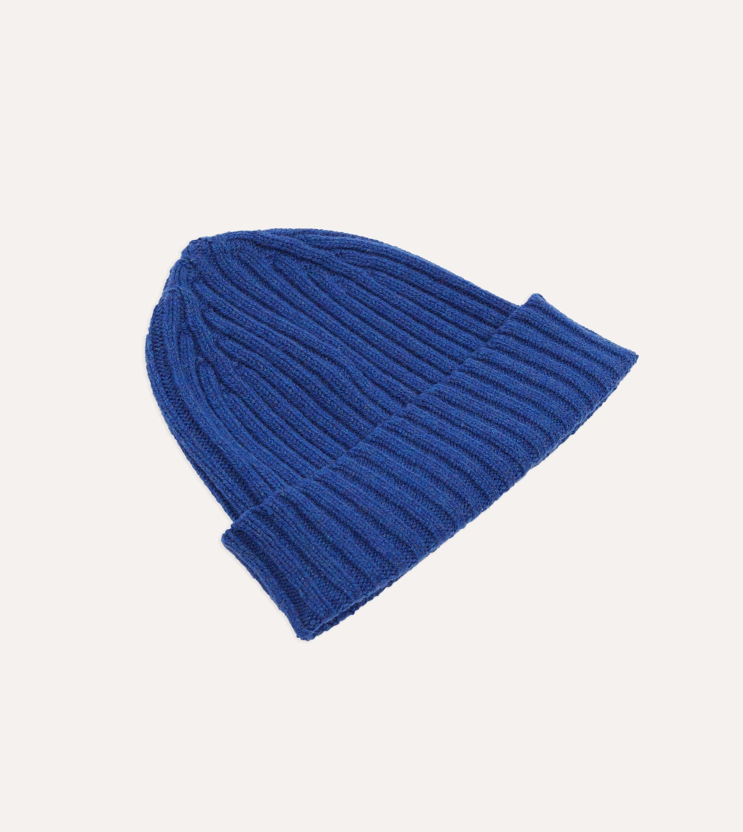 Royal Blue Lambswool Ribbed Knit Cap