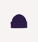 Purple Lambswool Ribbed Knit Cap