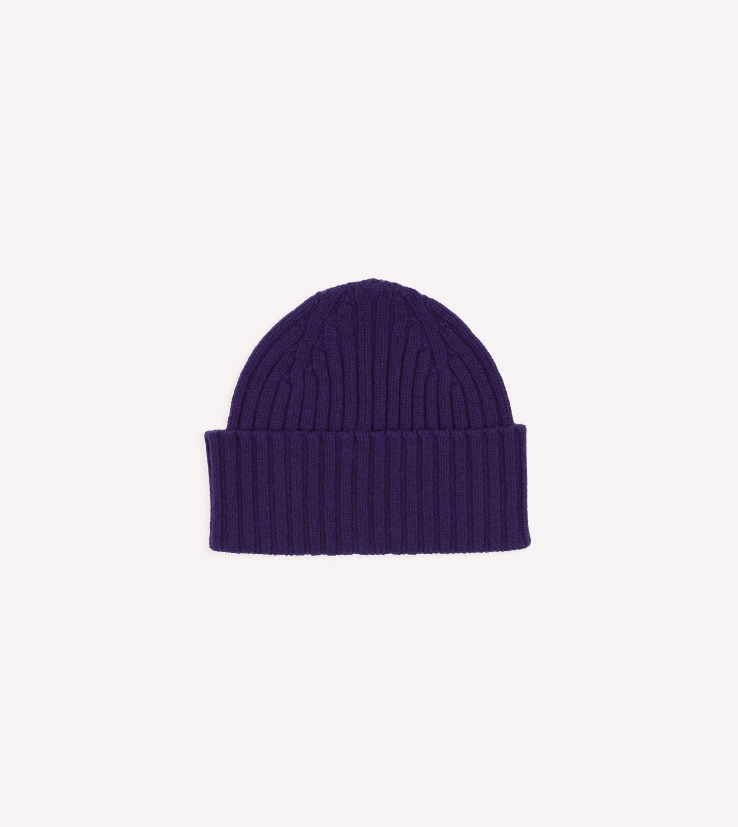Purple Lambswool Ribbed Knit Cap
