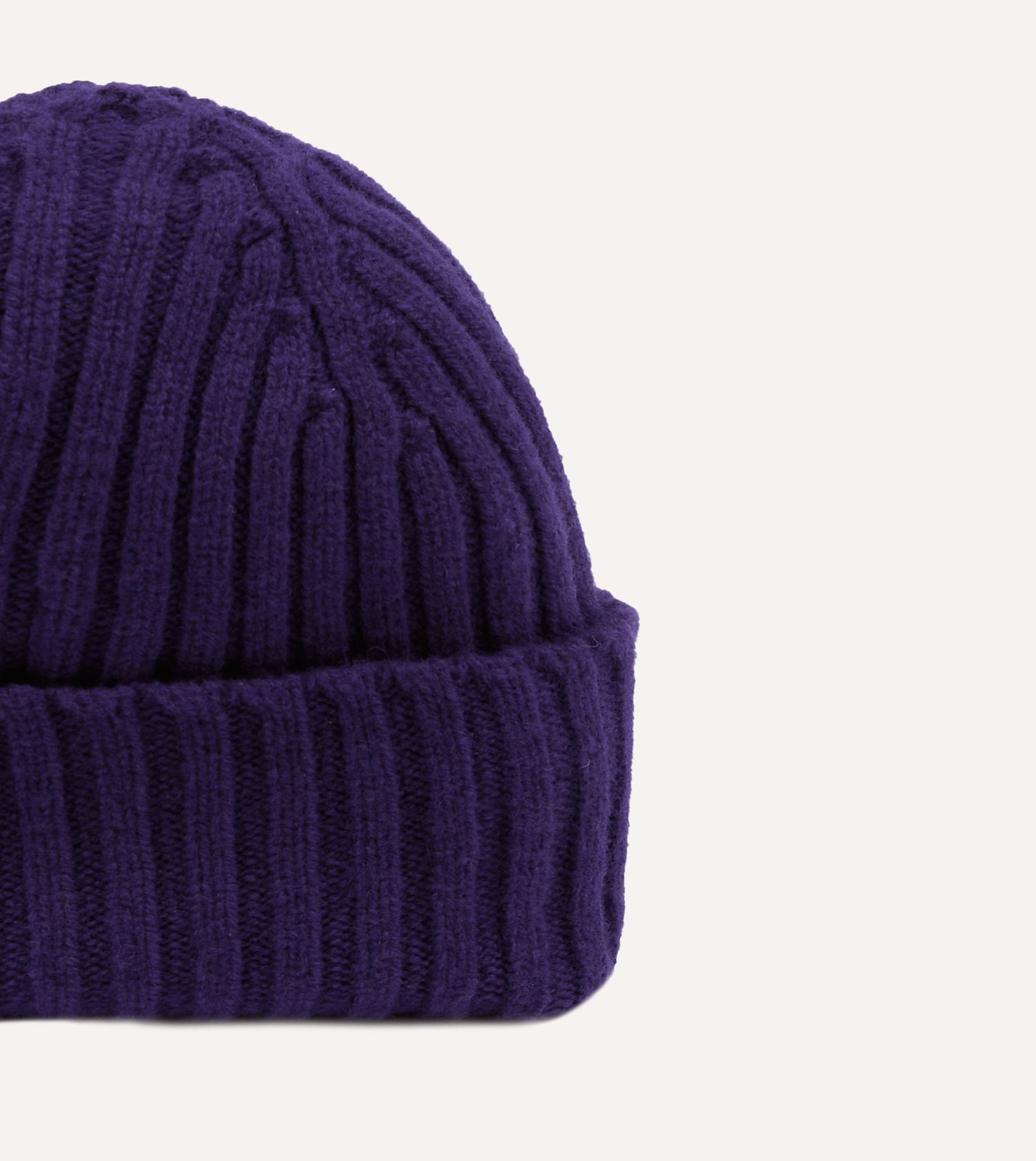 Purple Lambswool Ribbed Knit Cap