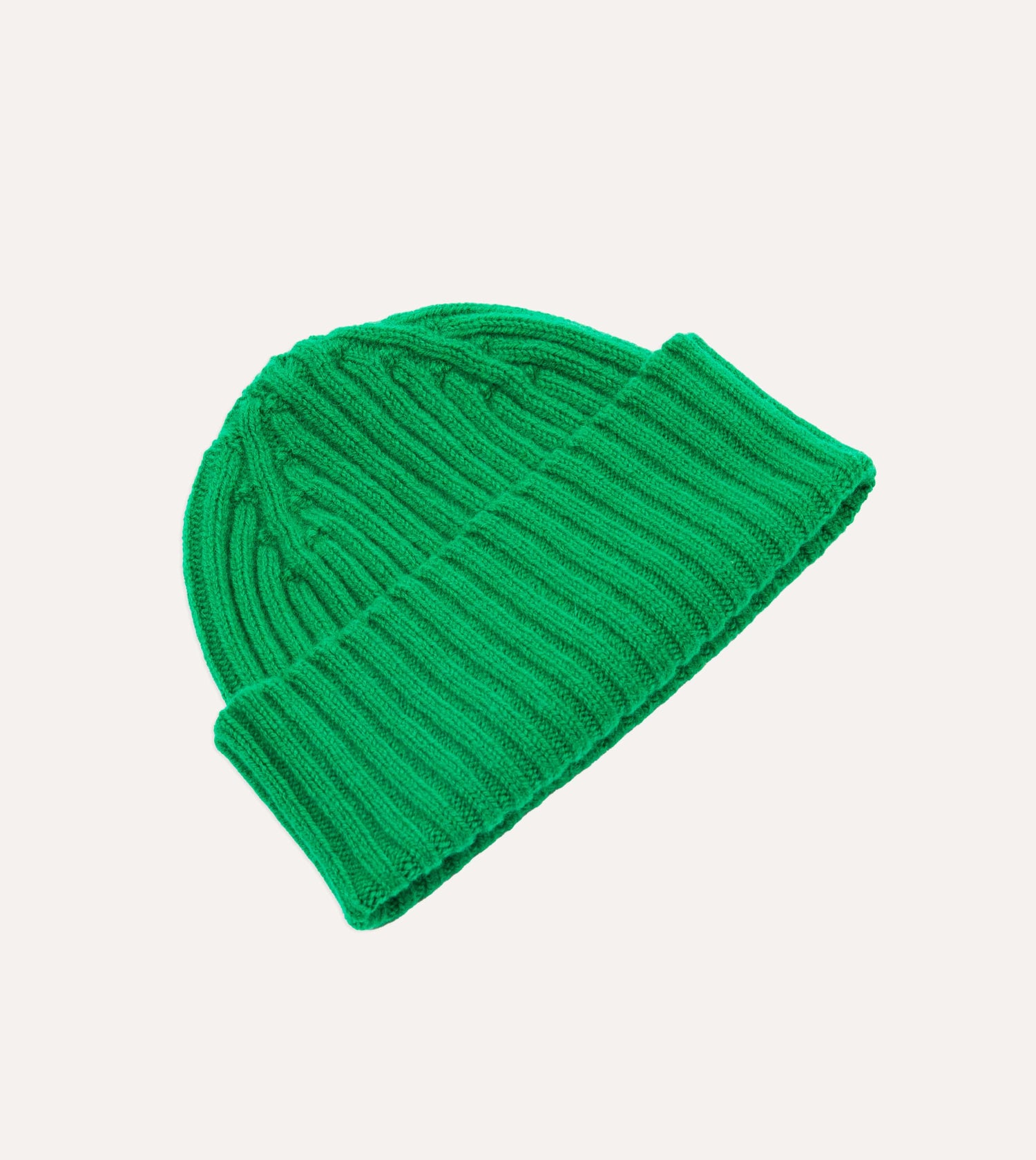 Bright Green Lambswool Ribbed Knit Cap