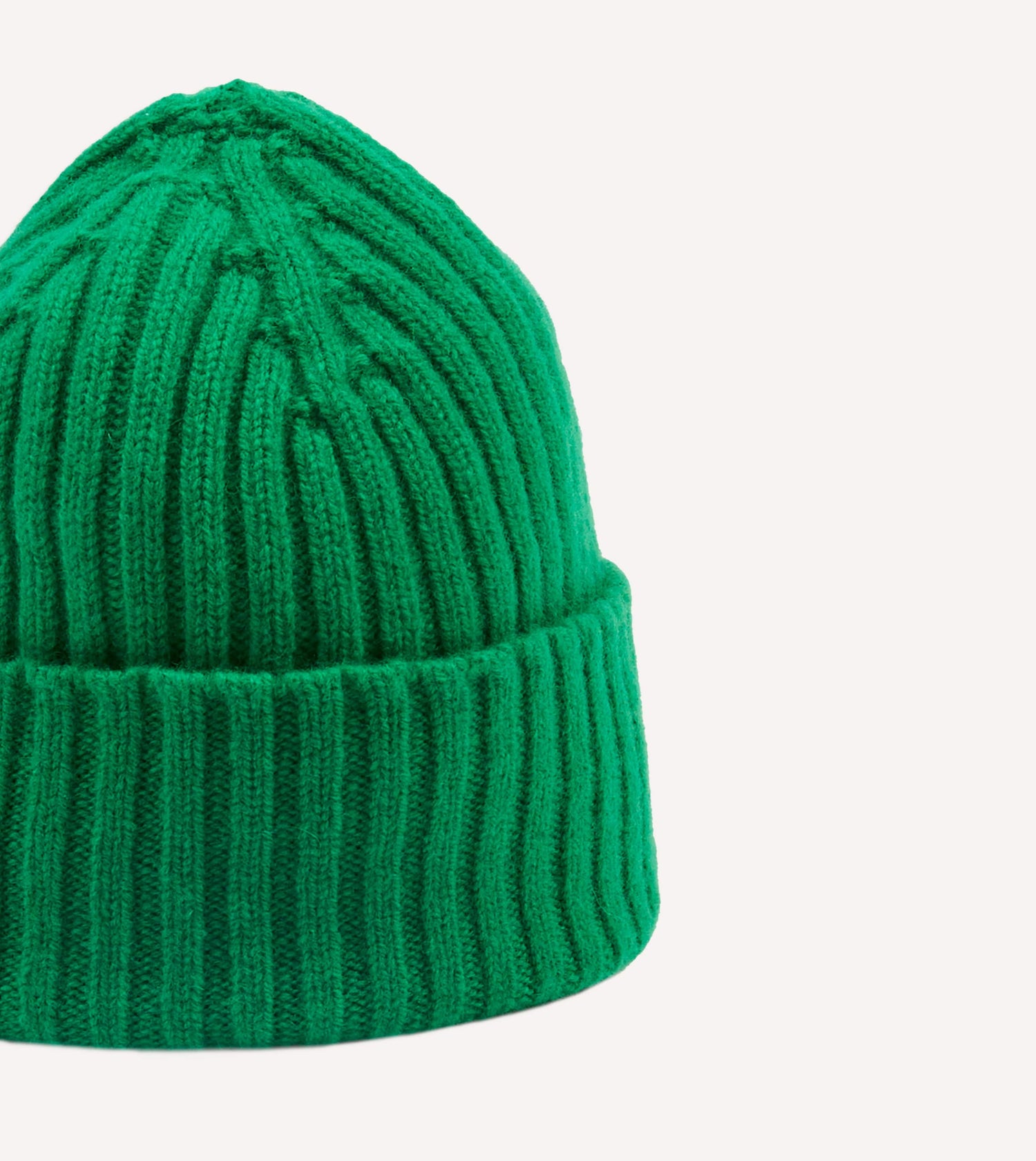 Bright Green Lambswool Ribbed Knit Cap