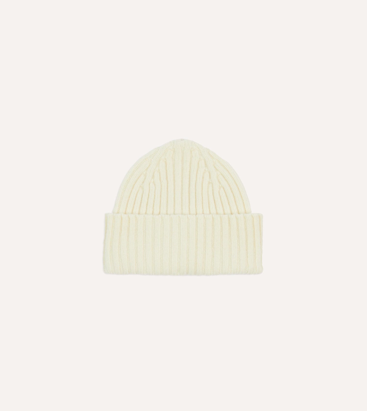 Ecru Lambswool Ribbed Knit Cap
