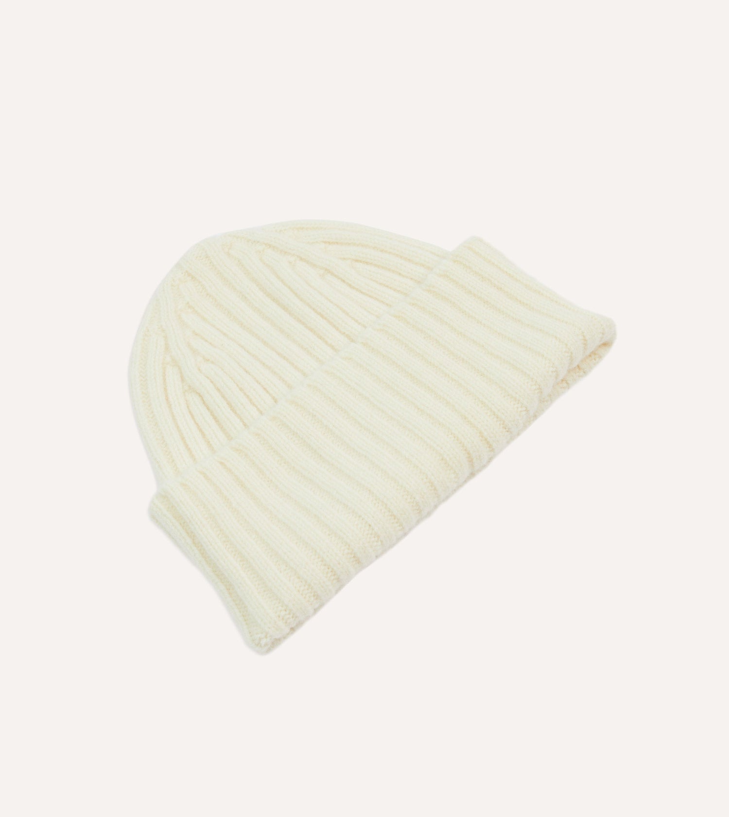 Ecru Lambswool Ribbed Knit Cap