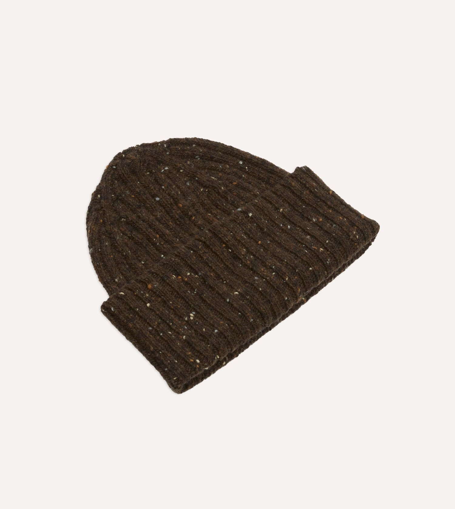 Brown Donegal Ribbed Merino Knit Cap
