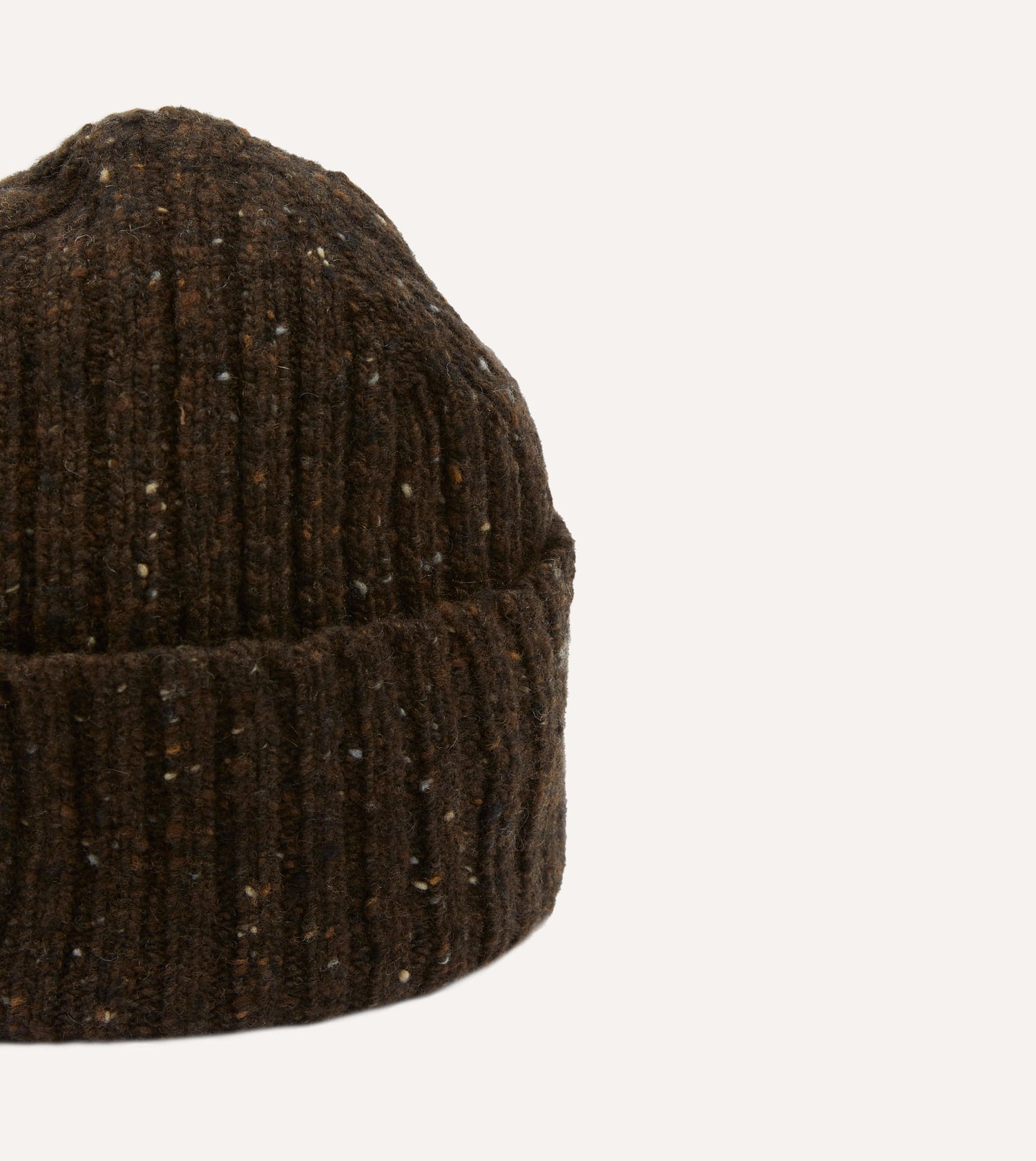 Brown Donegal Ribbed Merino Knit Cap