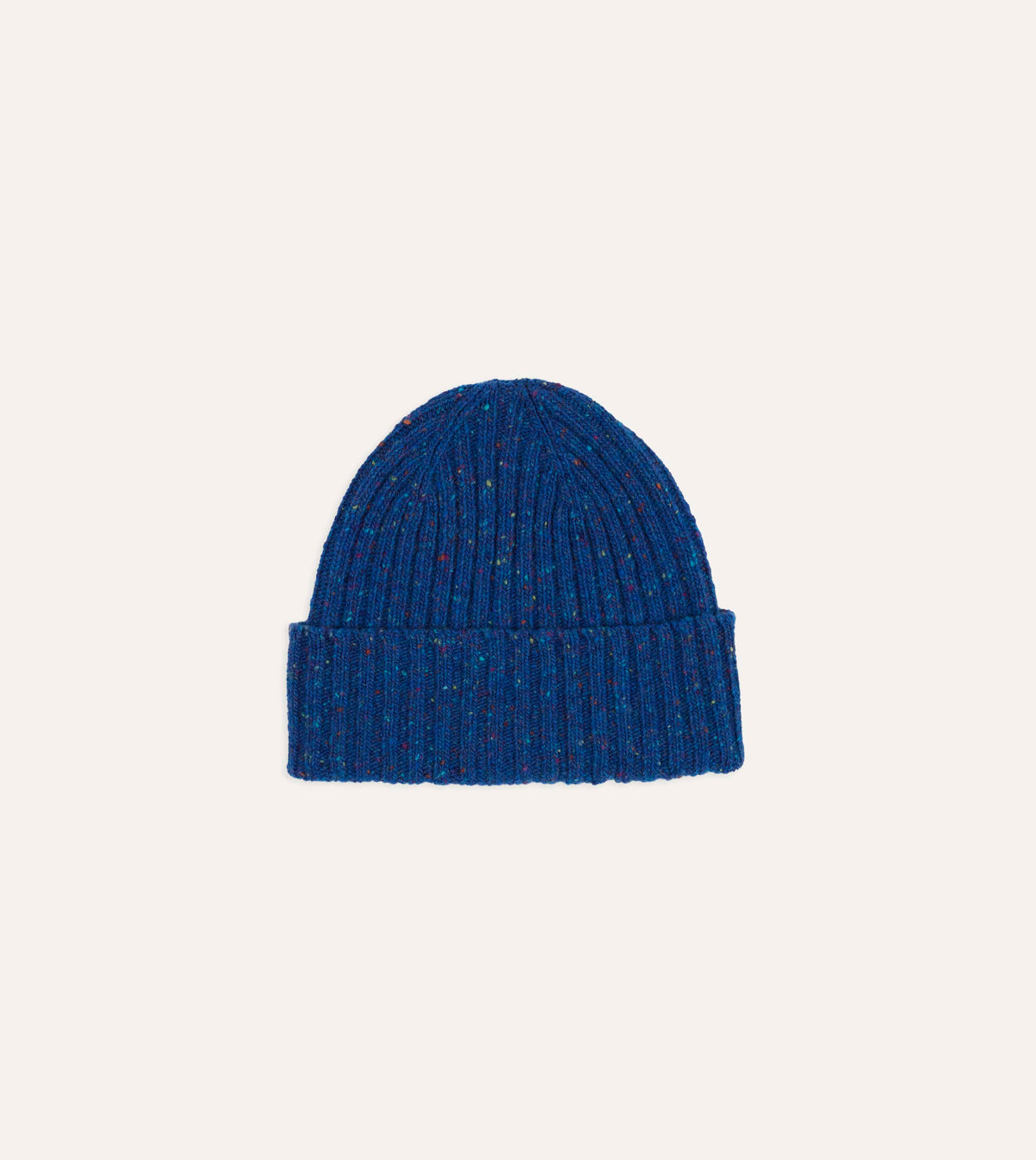 Royal Blue Ribbed Merino Donegal Knit Cap