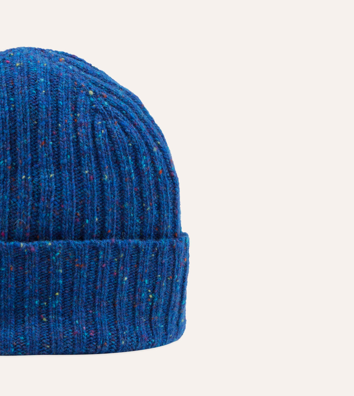 Royal Blue Ribbed Merino Donegal Knit Cap