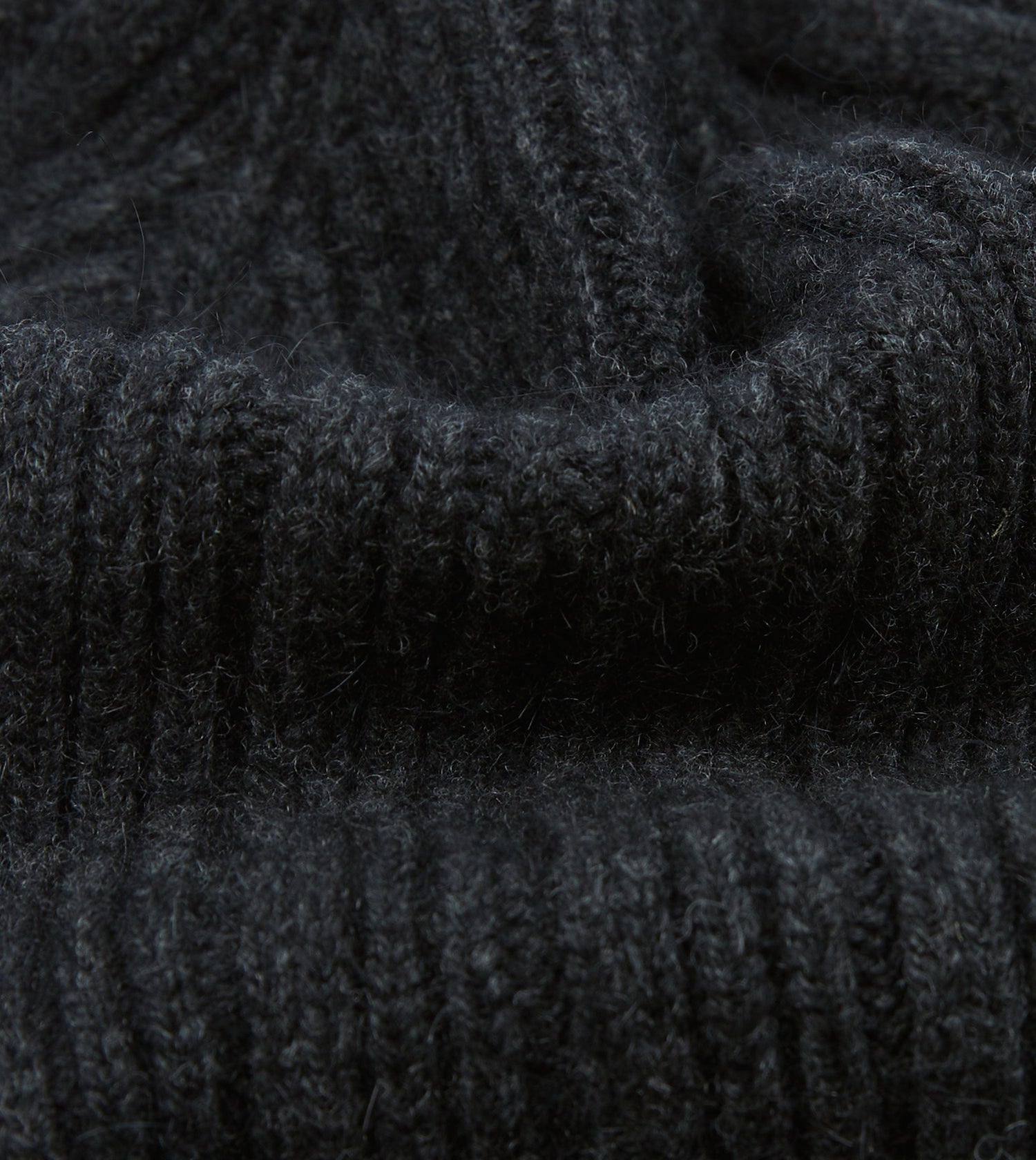 Dark Grey Angora Lambswool Ribbed Knit Cap